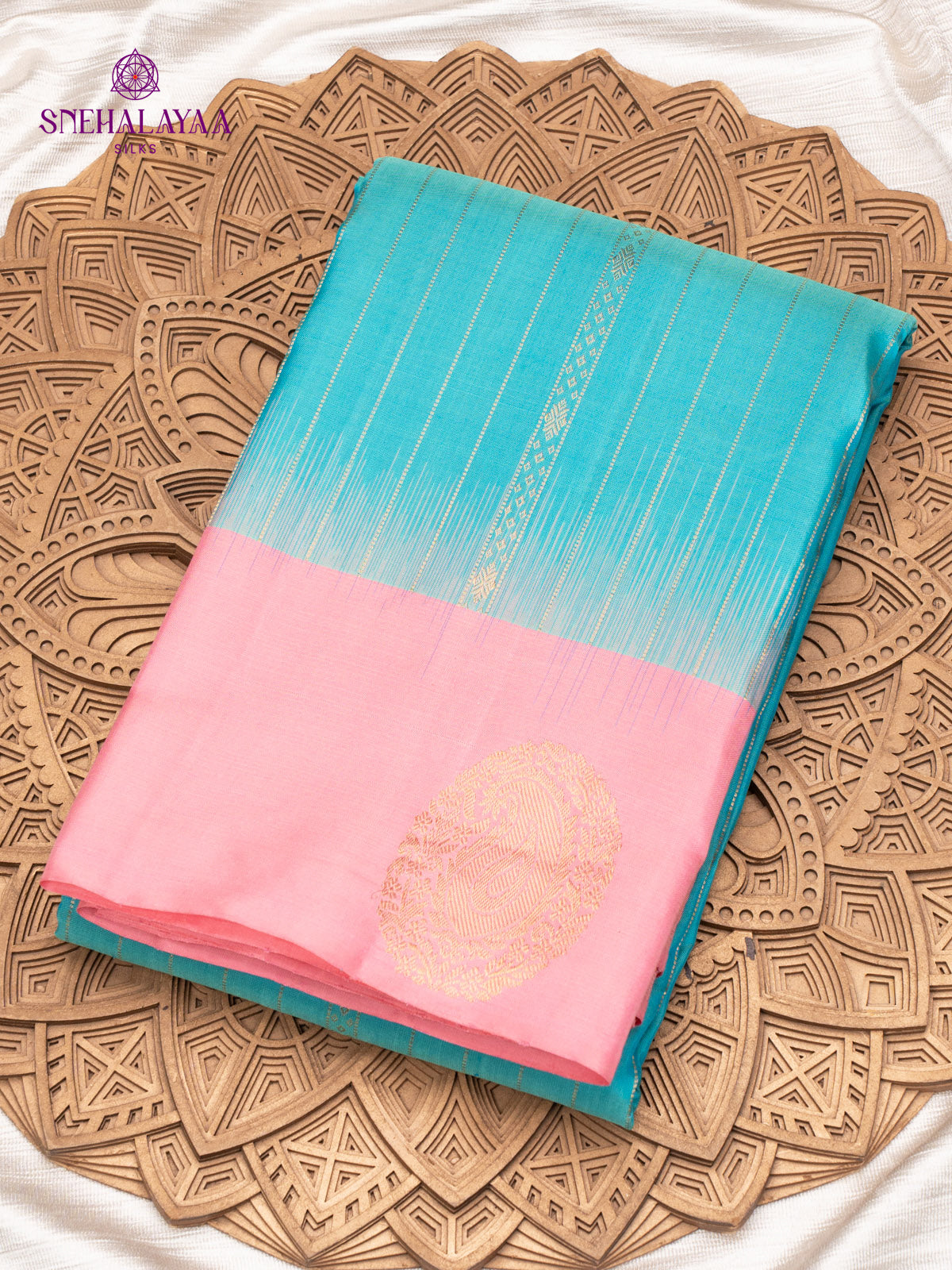 Teal Blue Kanjivaram Silk Saree