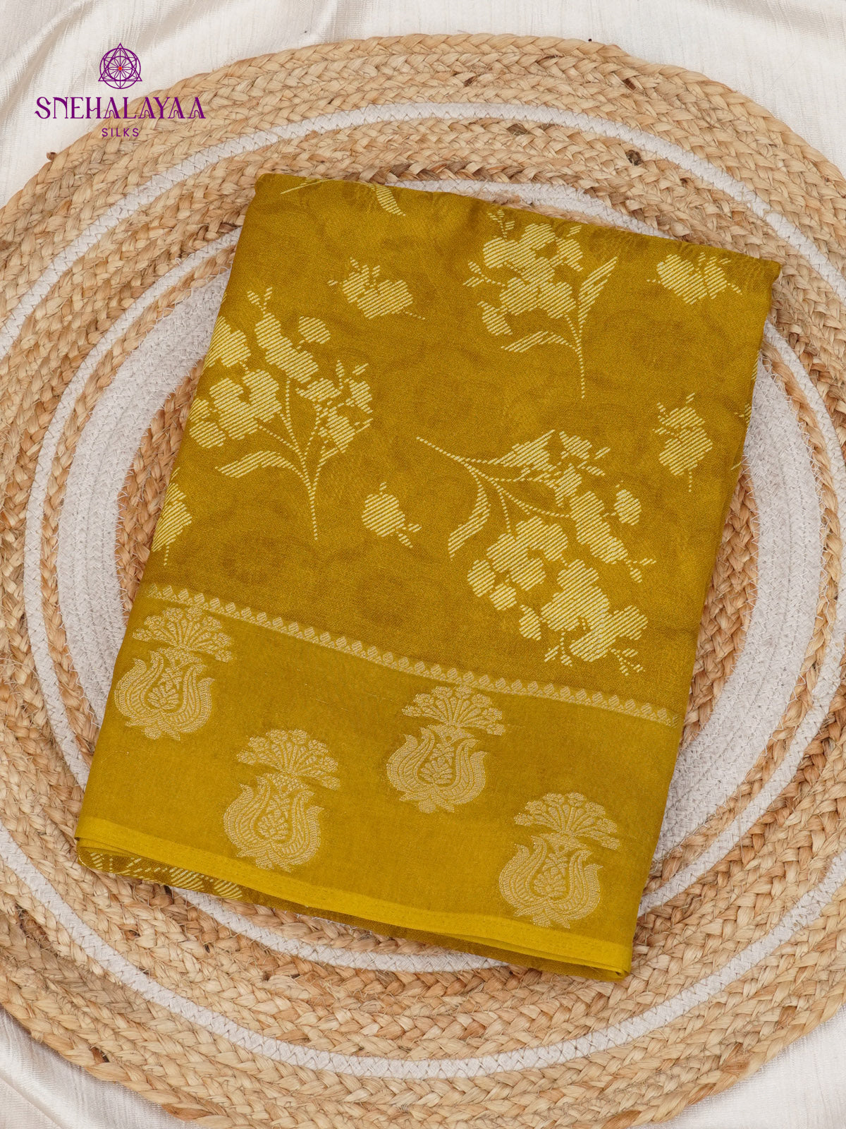 Yellow Printed Matka Saree