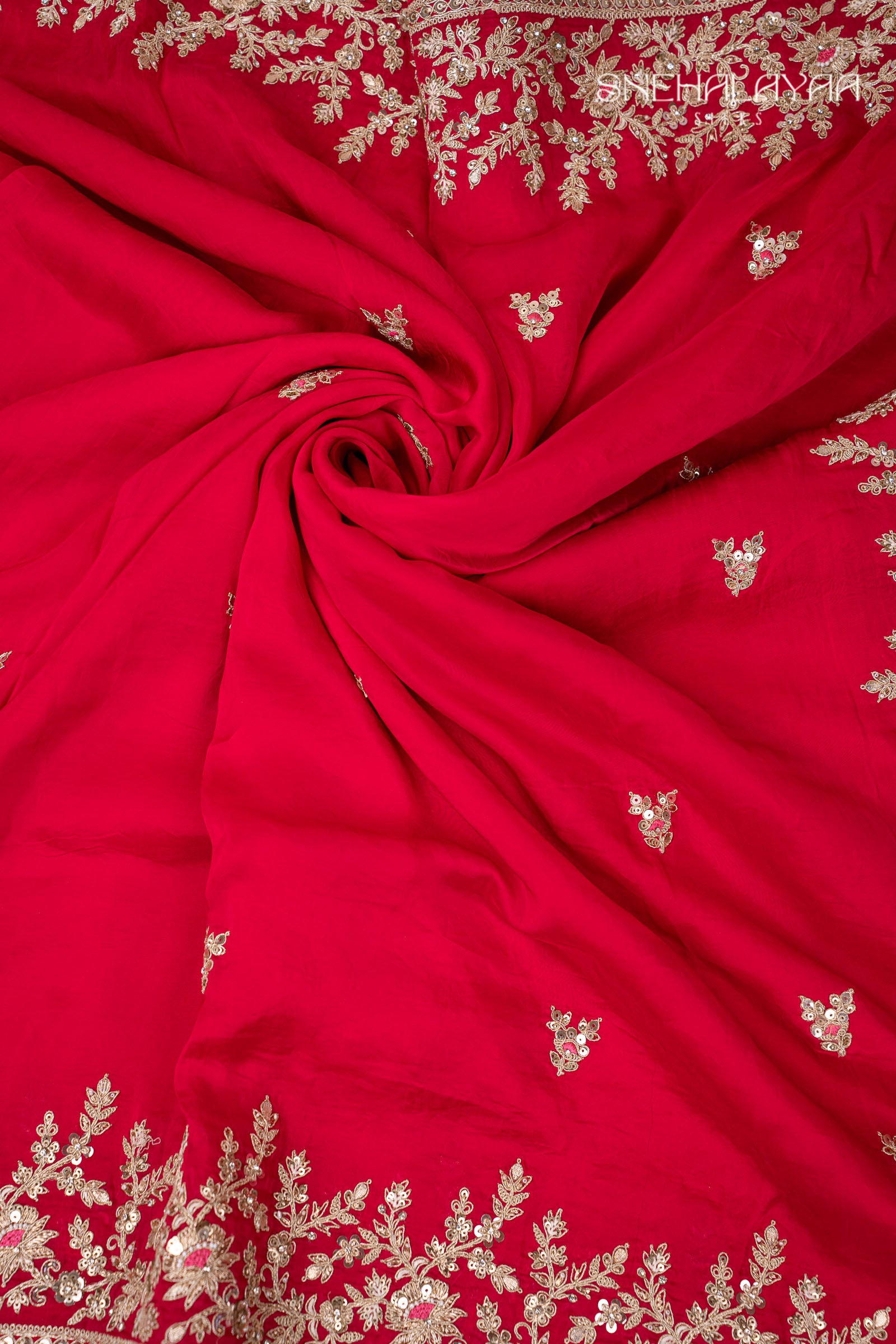 Rose Red Designer Saree