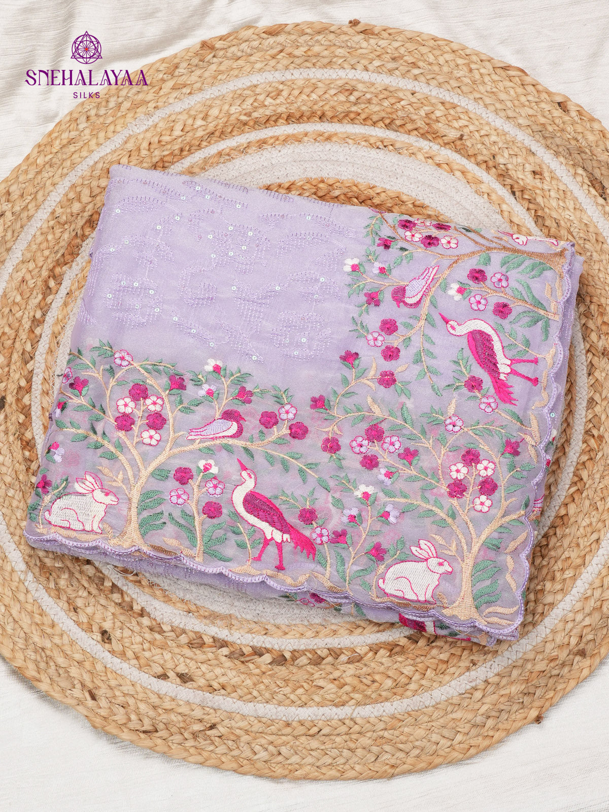 Lavender Embroidery Designer Saree