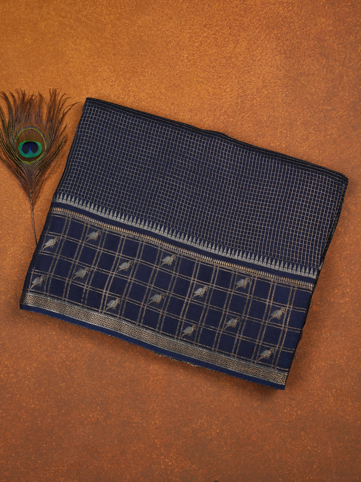 Navy Blue Banaras Silk Saree