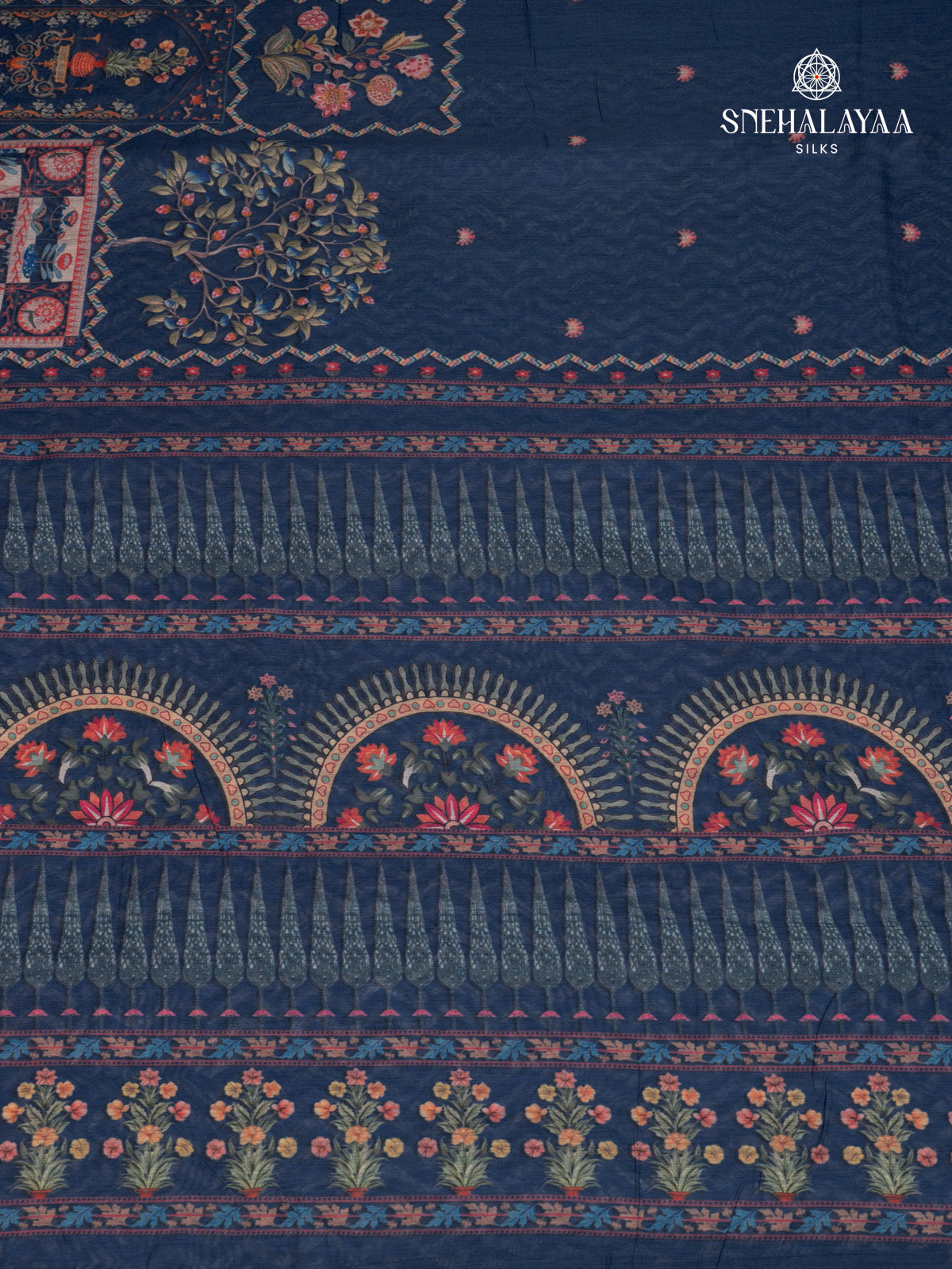 Navy Blue Linen Saree