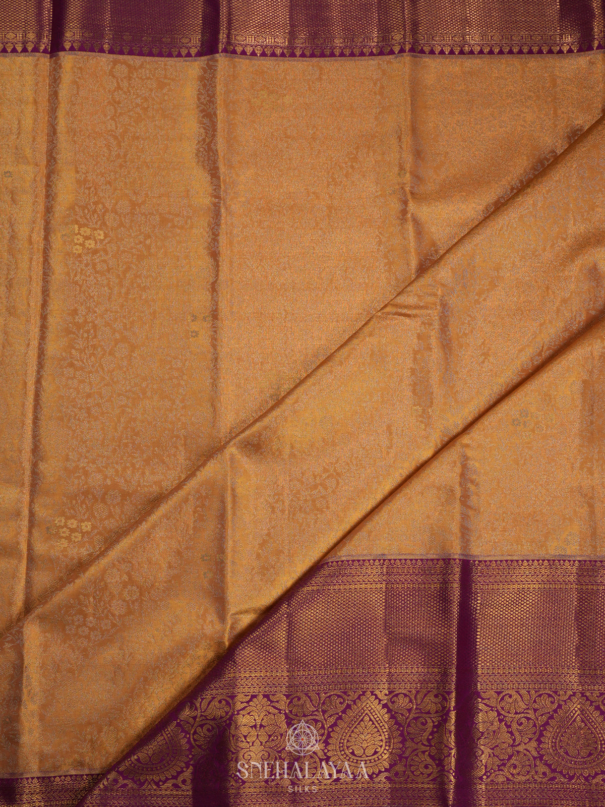 Golden Kanjivaram Silk Saree