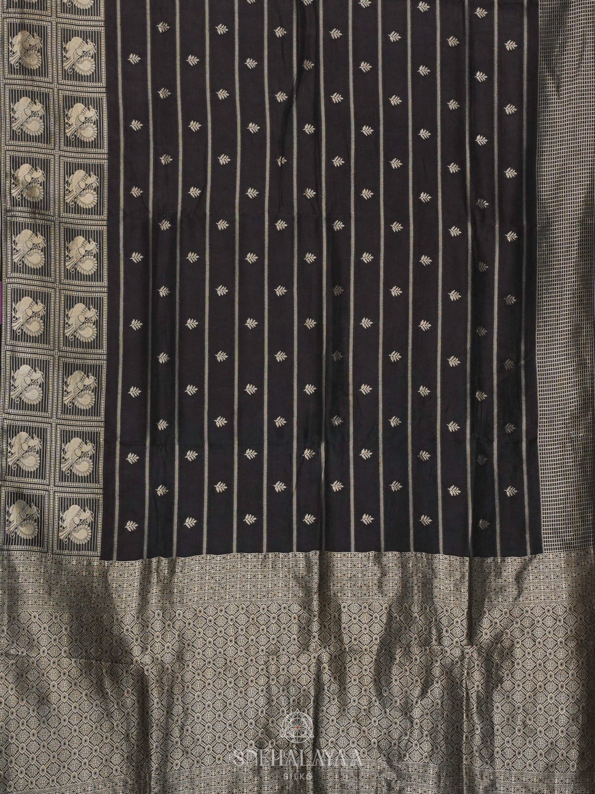 Black Banaras Dola Silk Saree