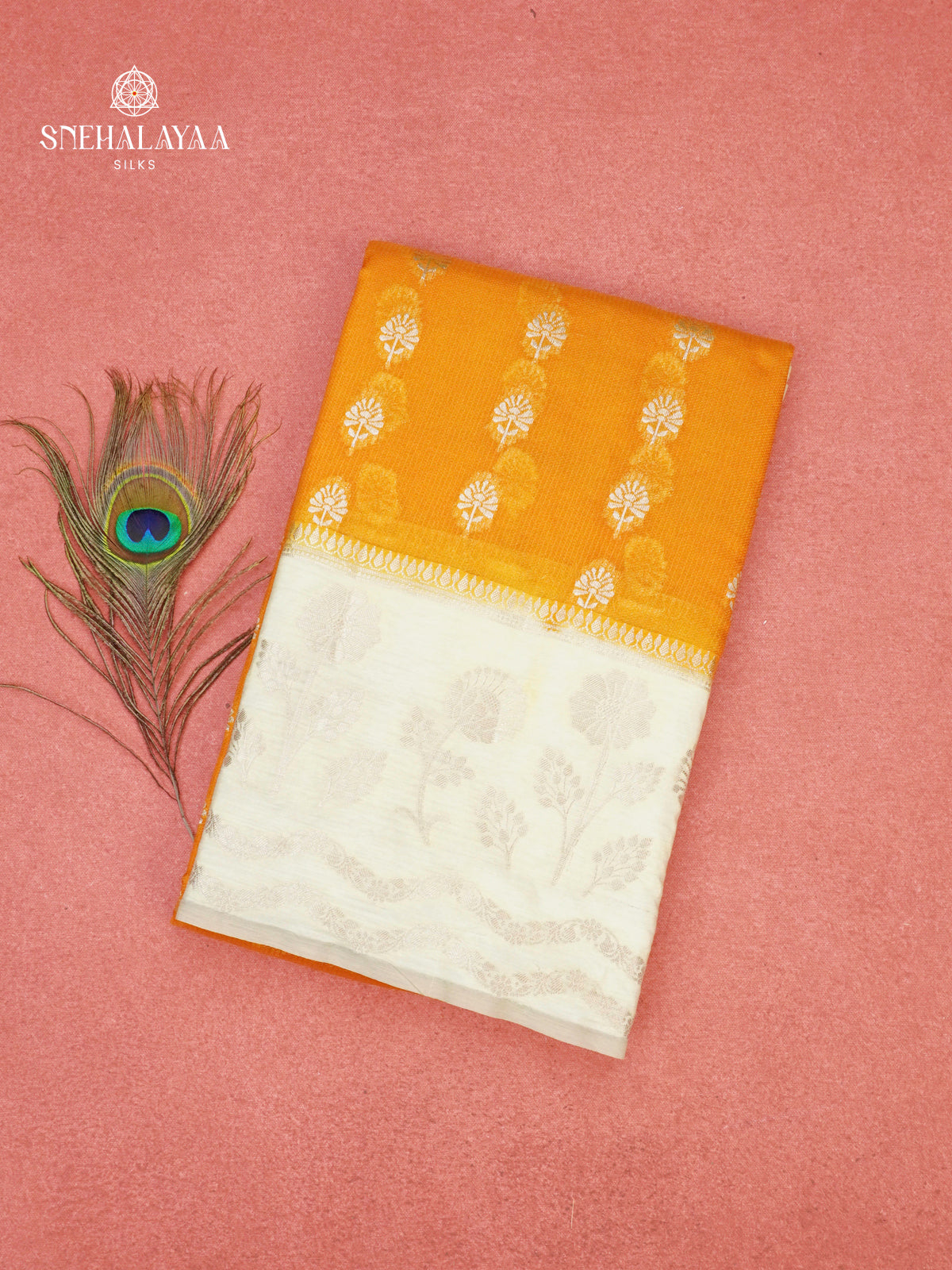 Mango Yellow Banaras Jute Saree
