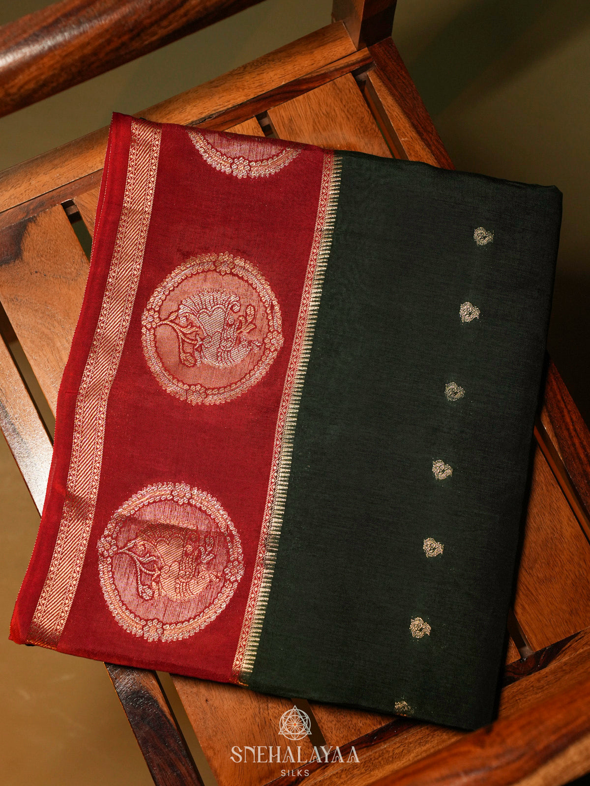 Forest Green Banaras Silk Saree
