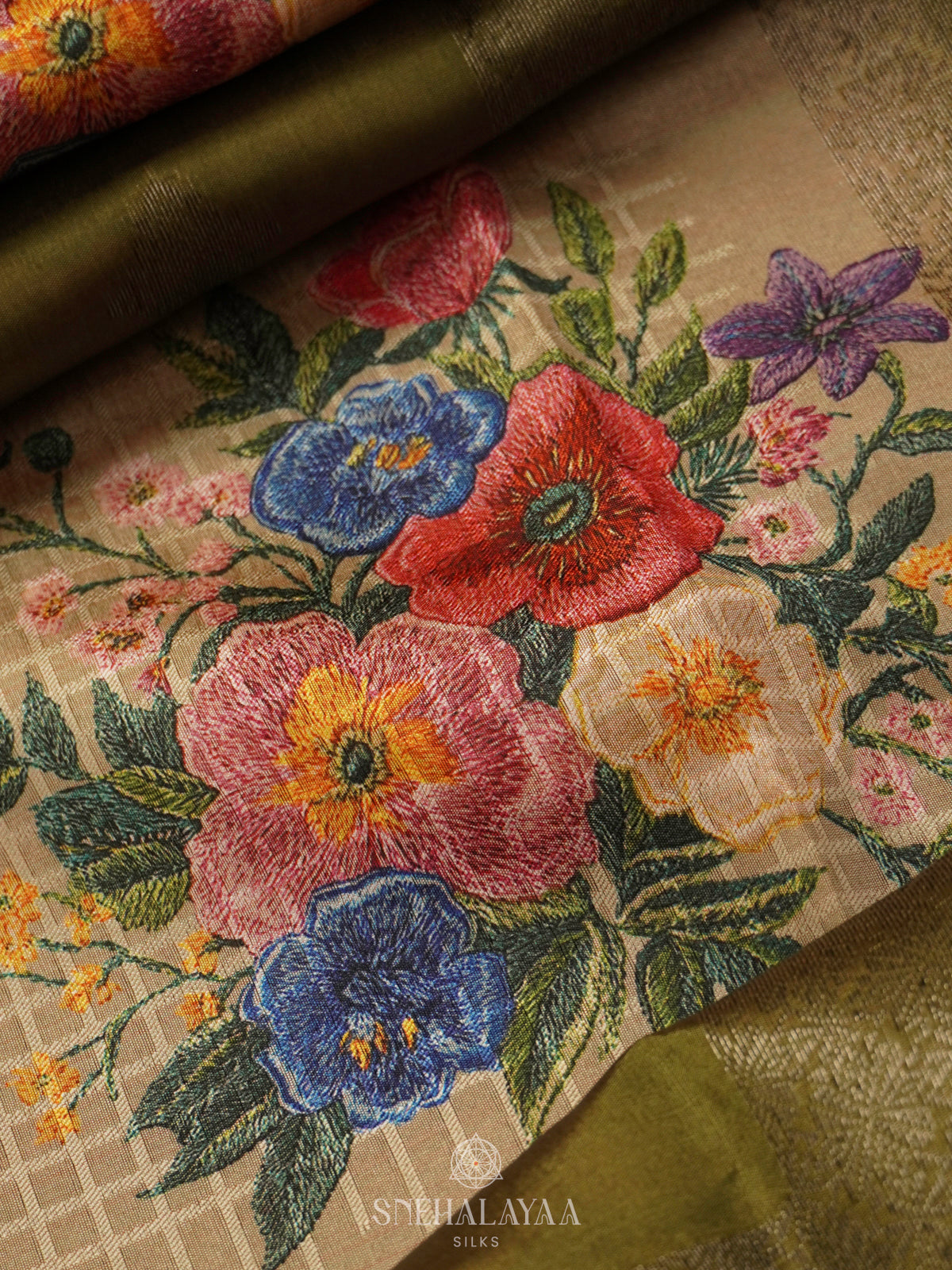 Olive Green Jute Saree