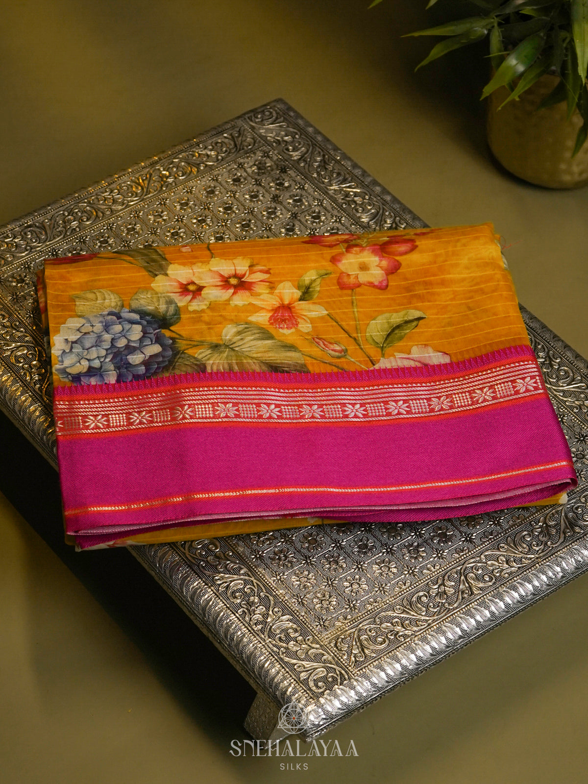 Yellow Chanderi Saree