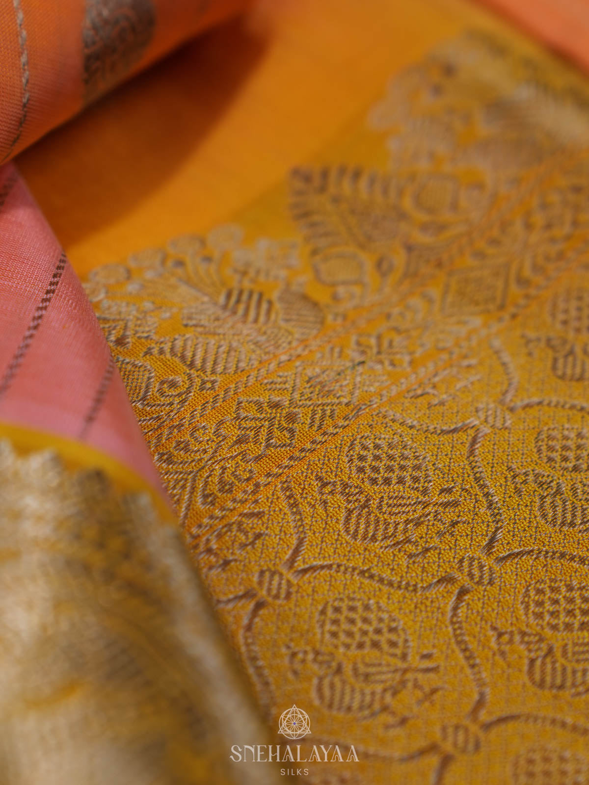 Peach Venkatagiri Silk Saree