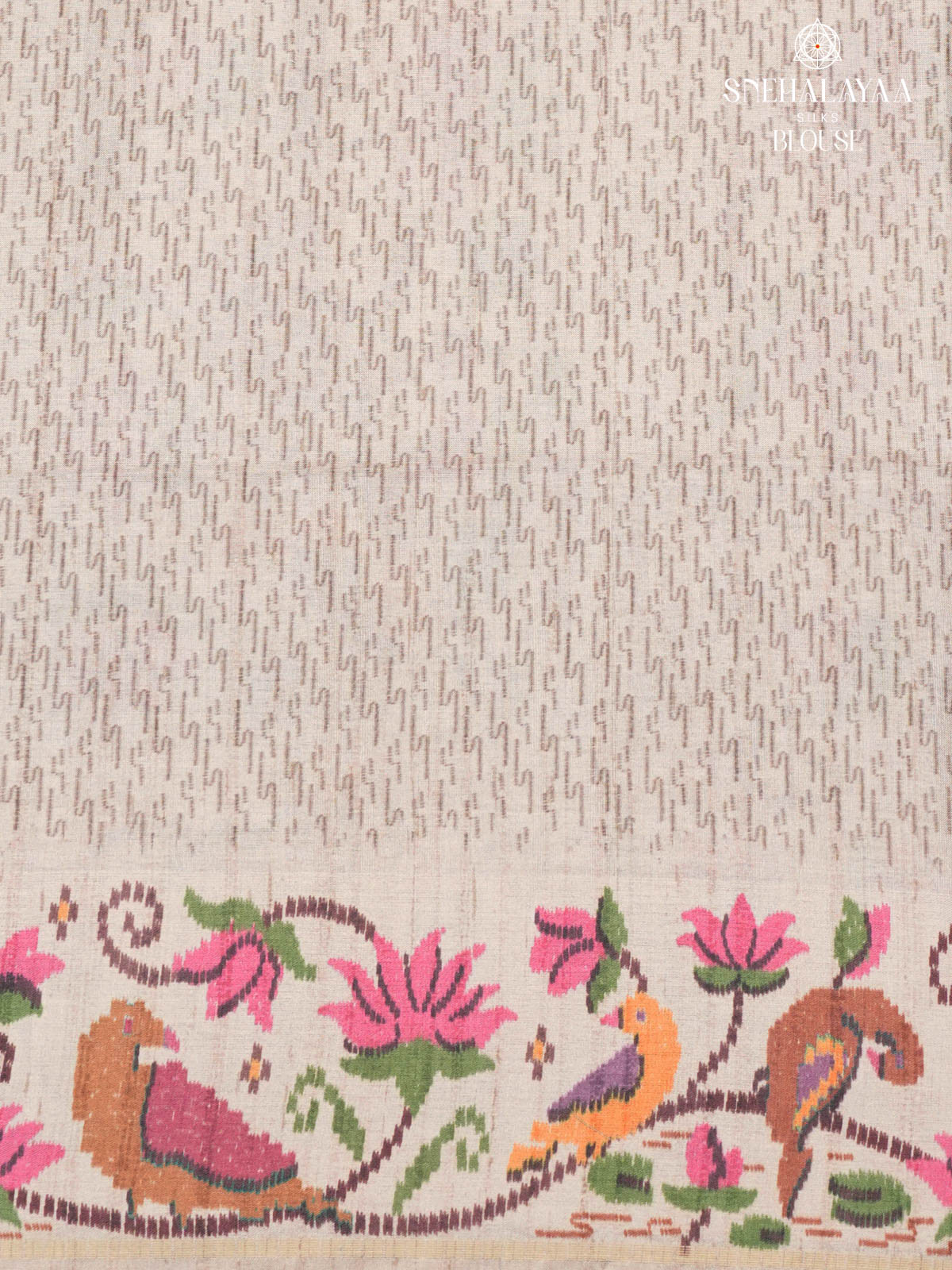 Peacock Blue Floral Printed Tussar Saree