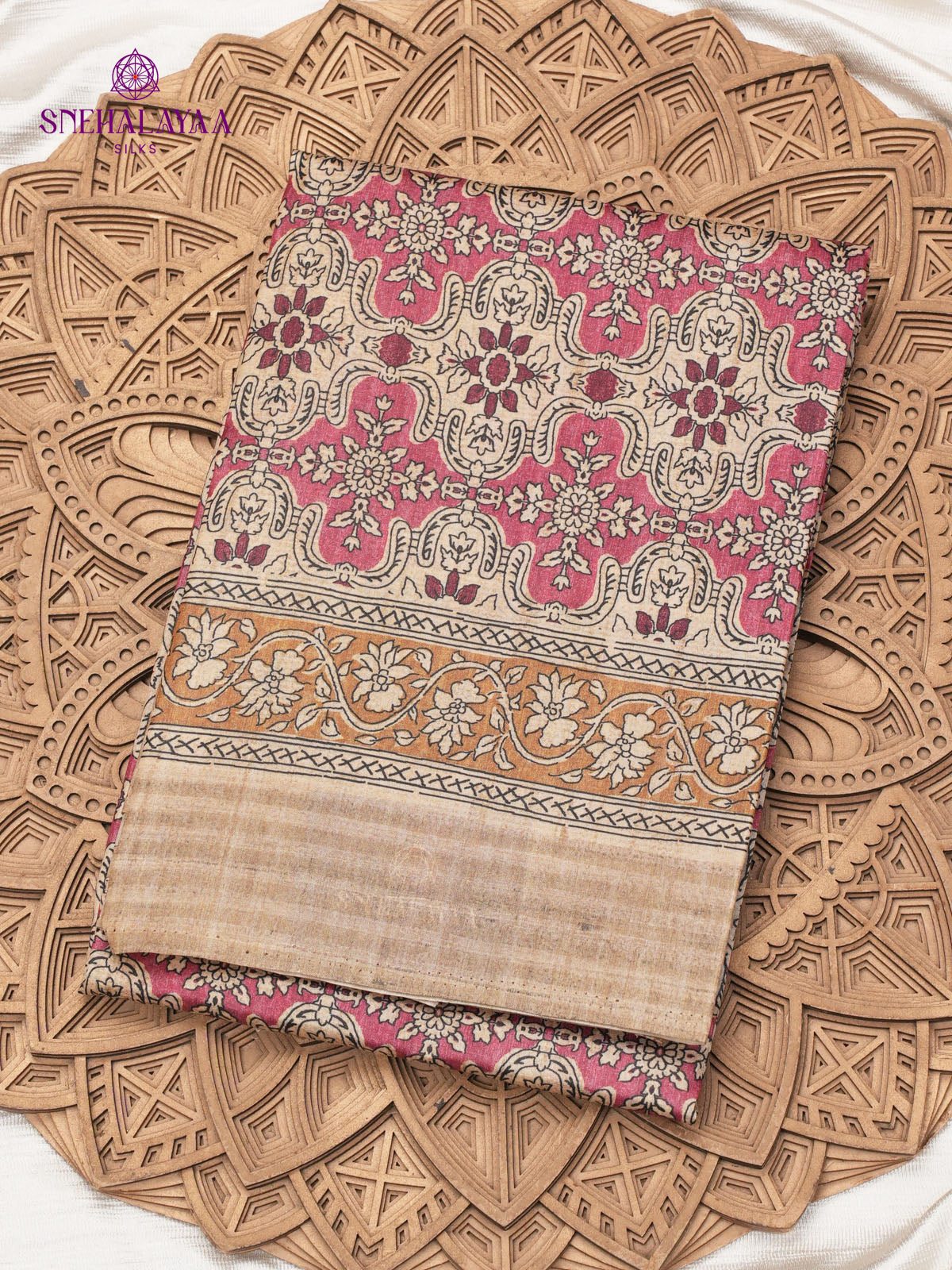 Magenta Tussar Saree