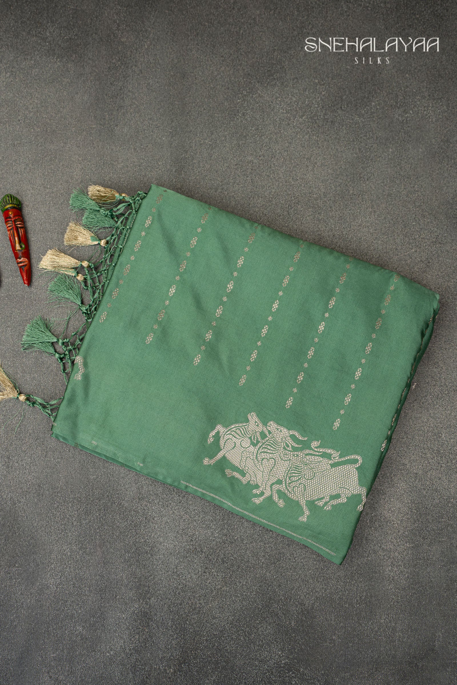 Fern Green Satin Banaras Silk Saree