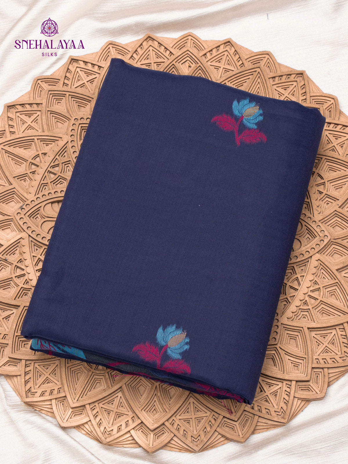 Navy Blue Munga Cotton Saree