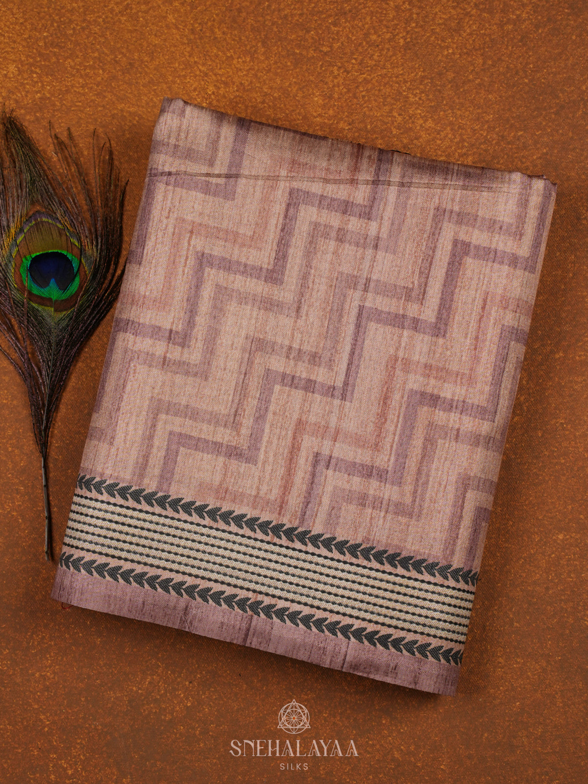 Beige Tussar Embroidery Saree