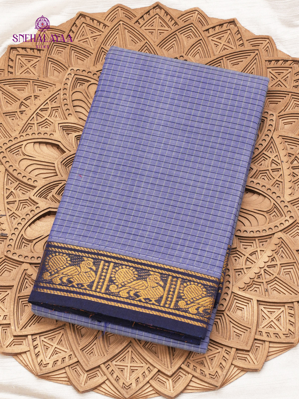 Periwinkle Blue Kanchi Cotton Saree