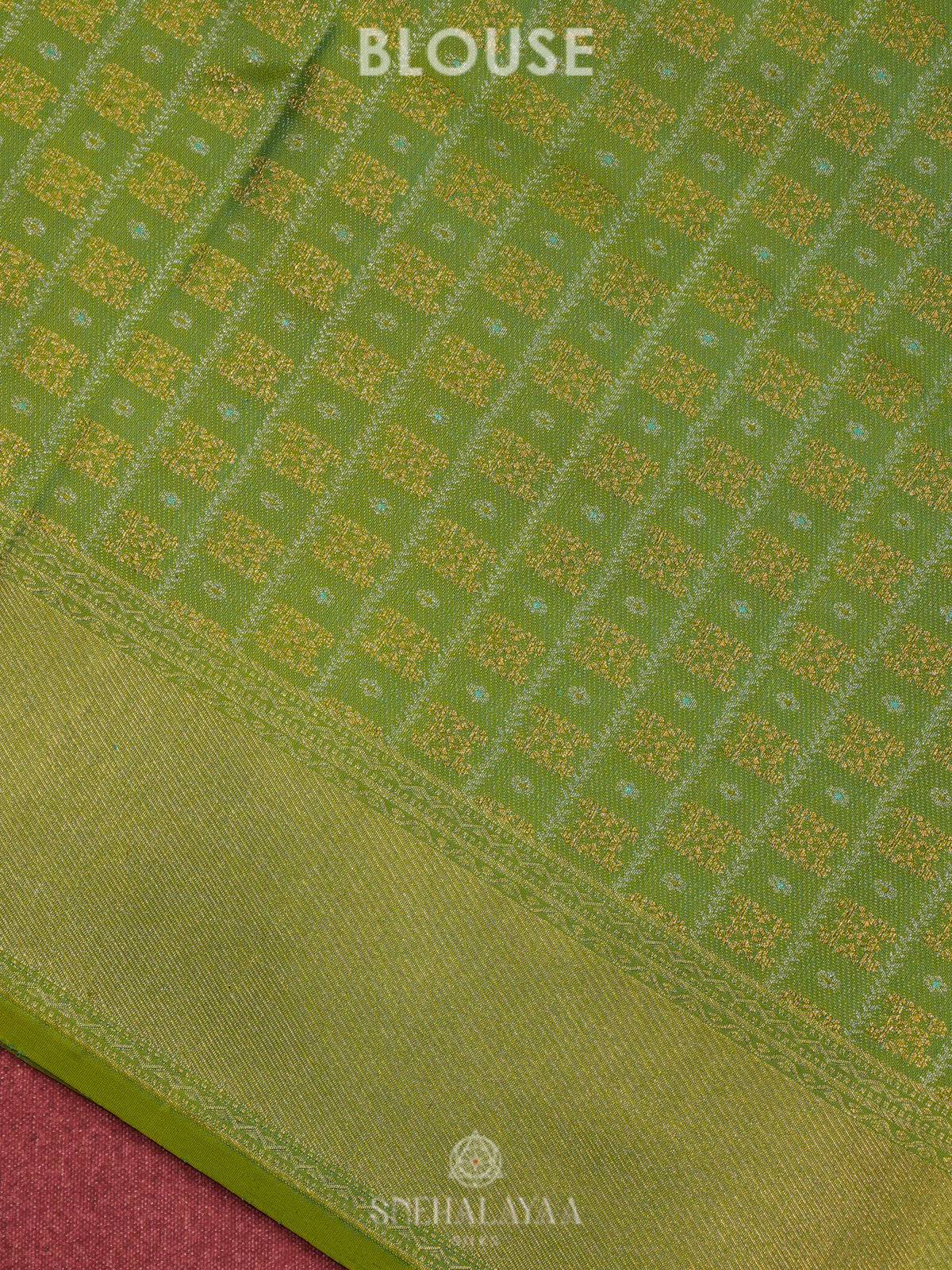 Lime Green Kanjivaram Silk Saree
