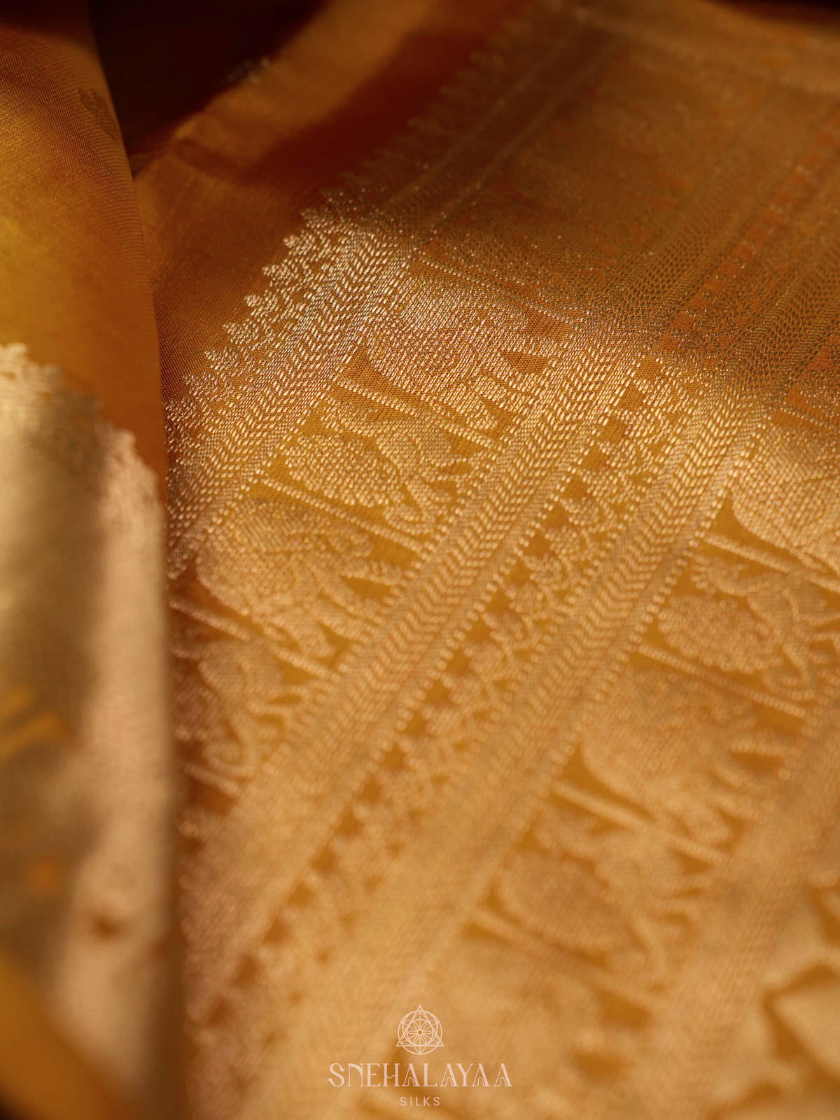 Golden Yellow Kanjivaram silk saree