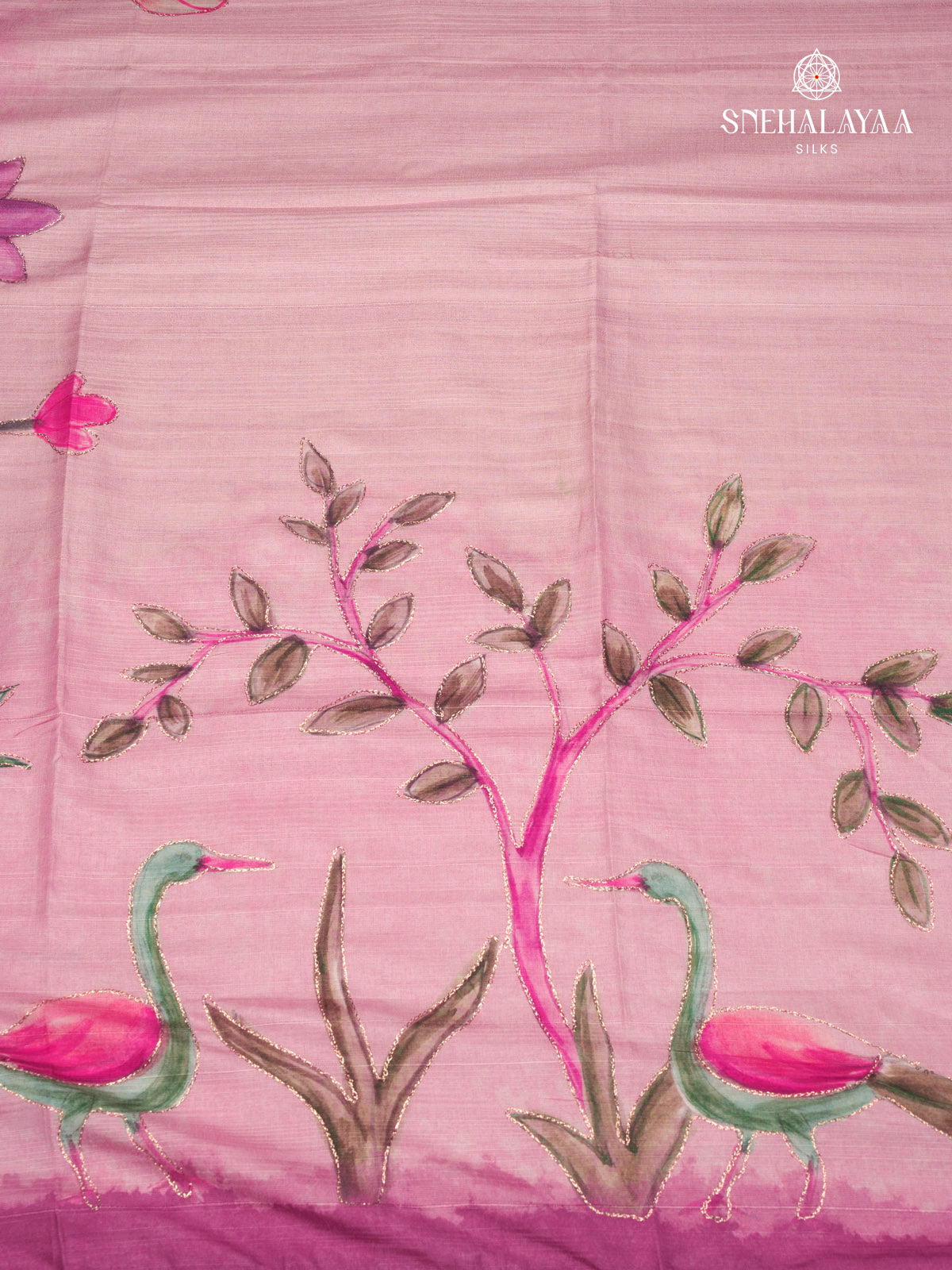 Pink Tussar Saree