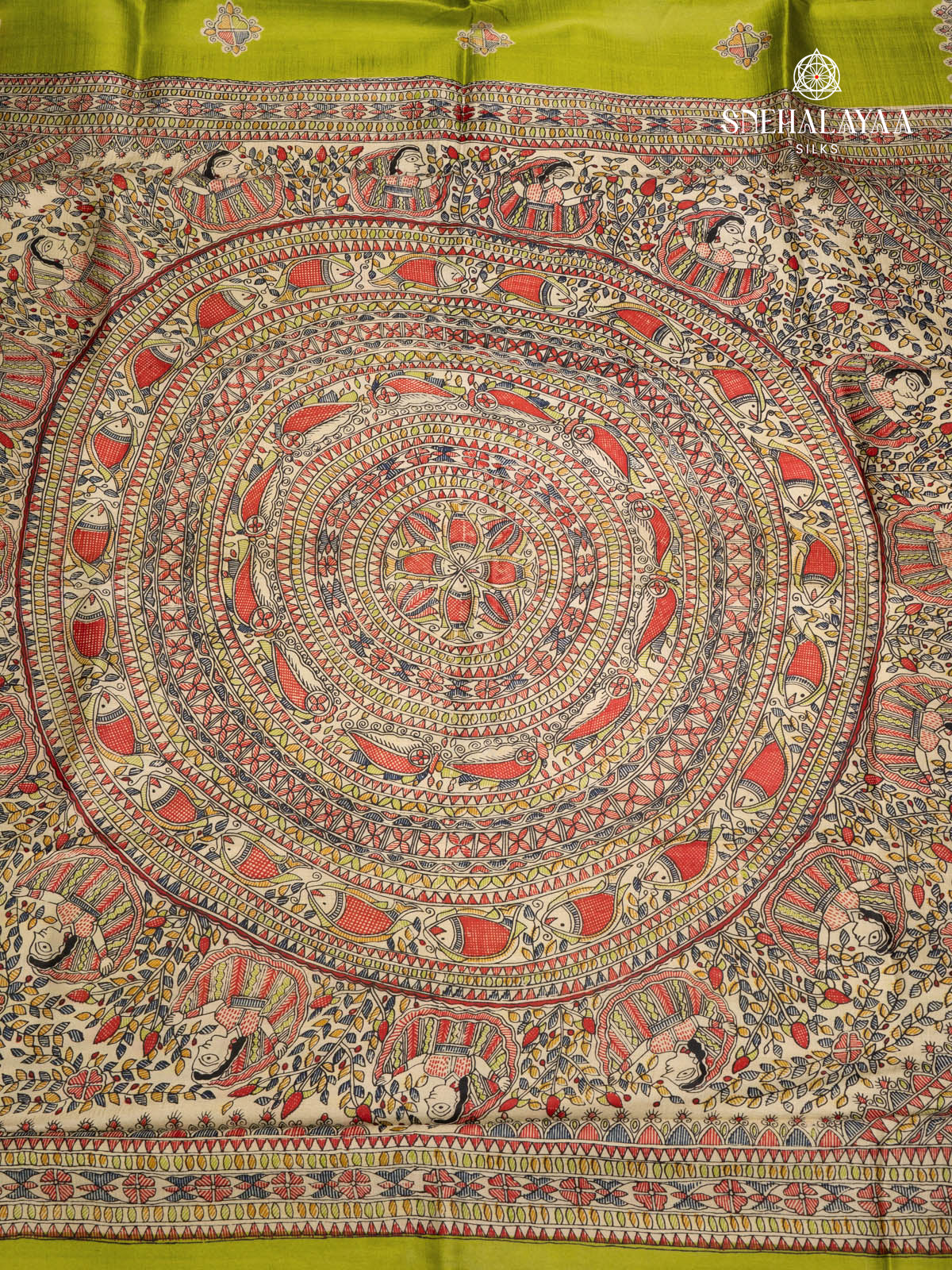 Green Printed Tussar Saree