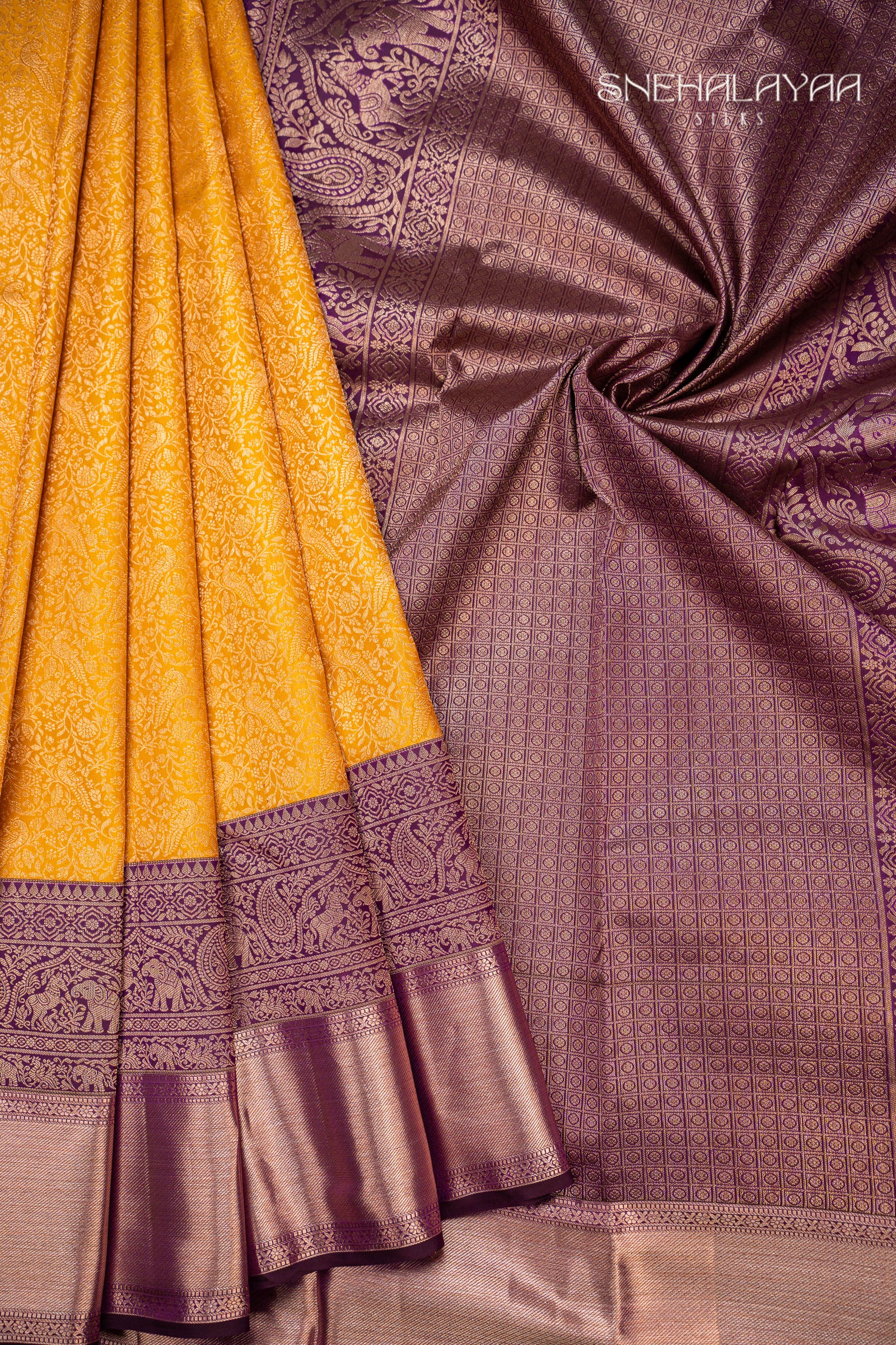 Yellow Kancheevaram Silk Saree