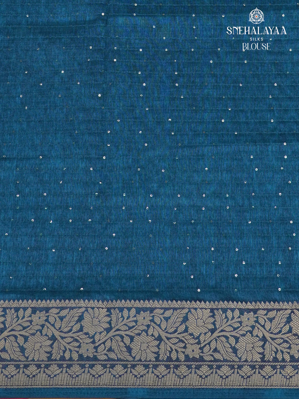 Peacock Blue Dola Silk Saree