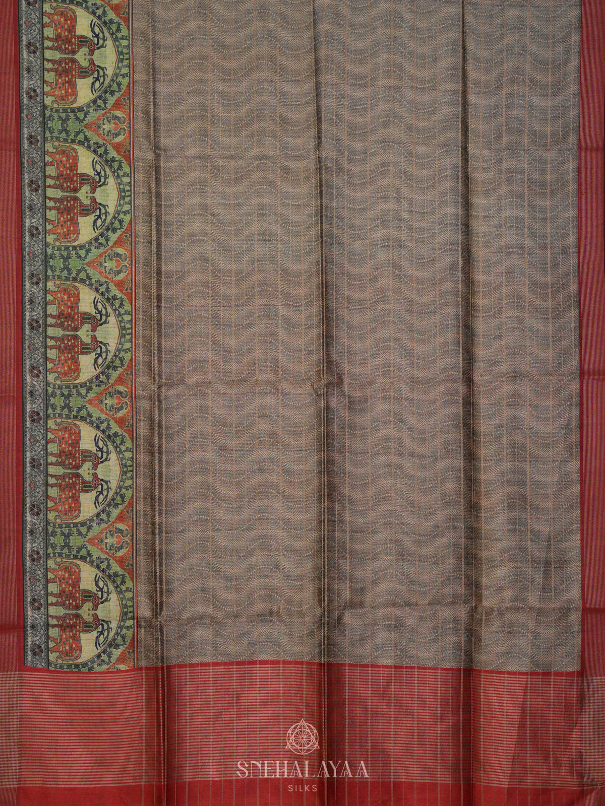 Beige Munga Tussar Saree
