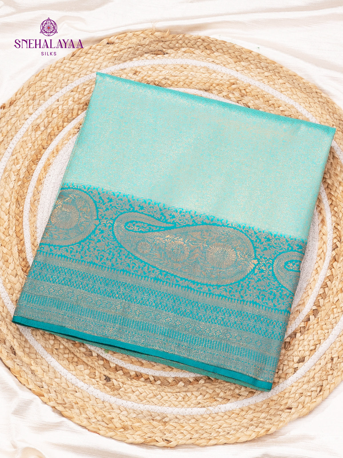 Teal Blue Soft Silk Saree