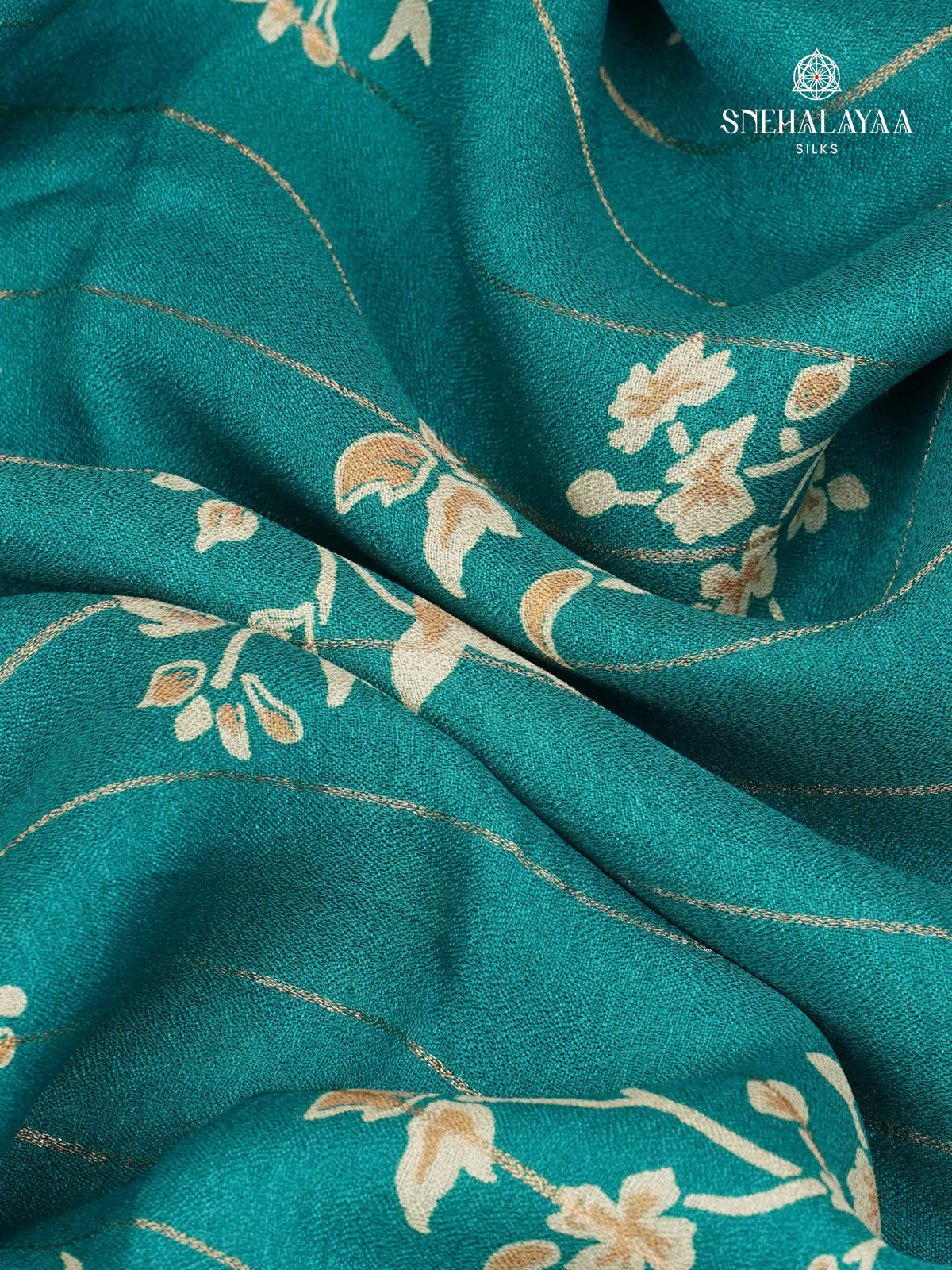 Peacock Blue Dola Silk Saree