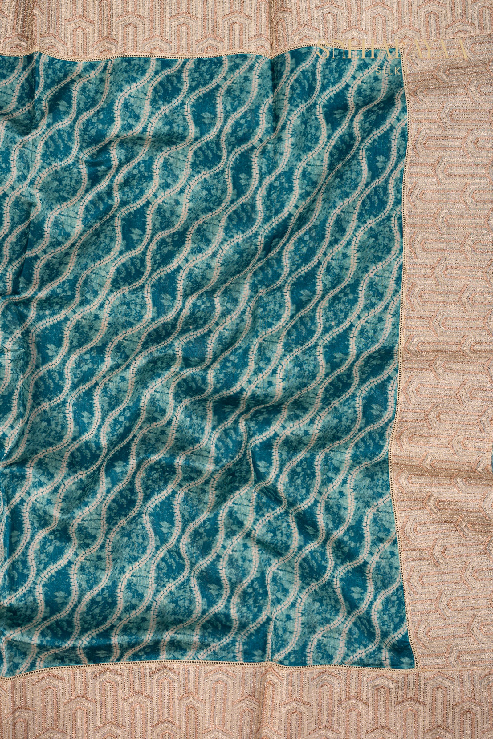 Ocean Blue Raw Silk Saree