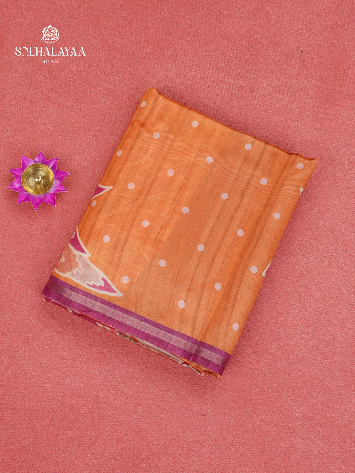 Orange Jute Saree