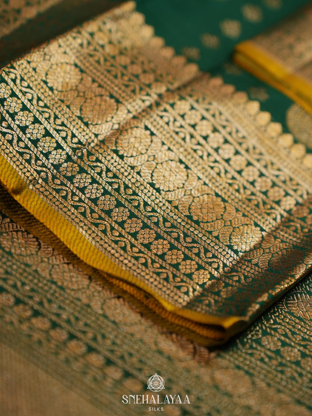 Forest Green Kanjivaram Silk Saree