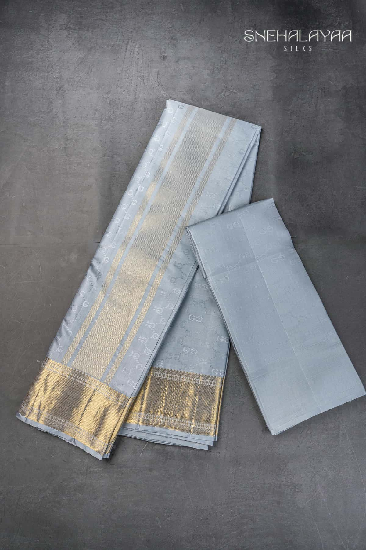 Grey Silk Dhoti Set