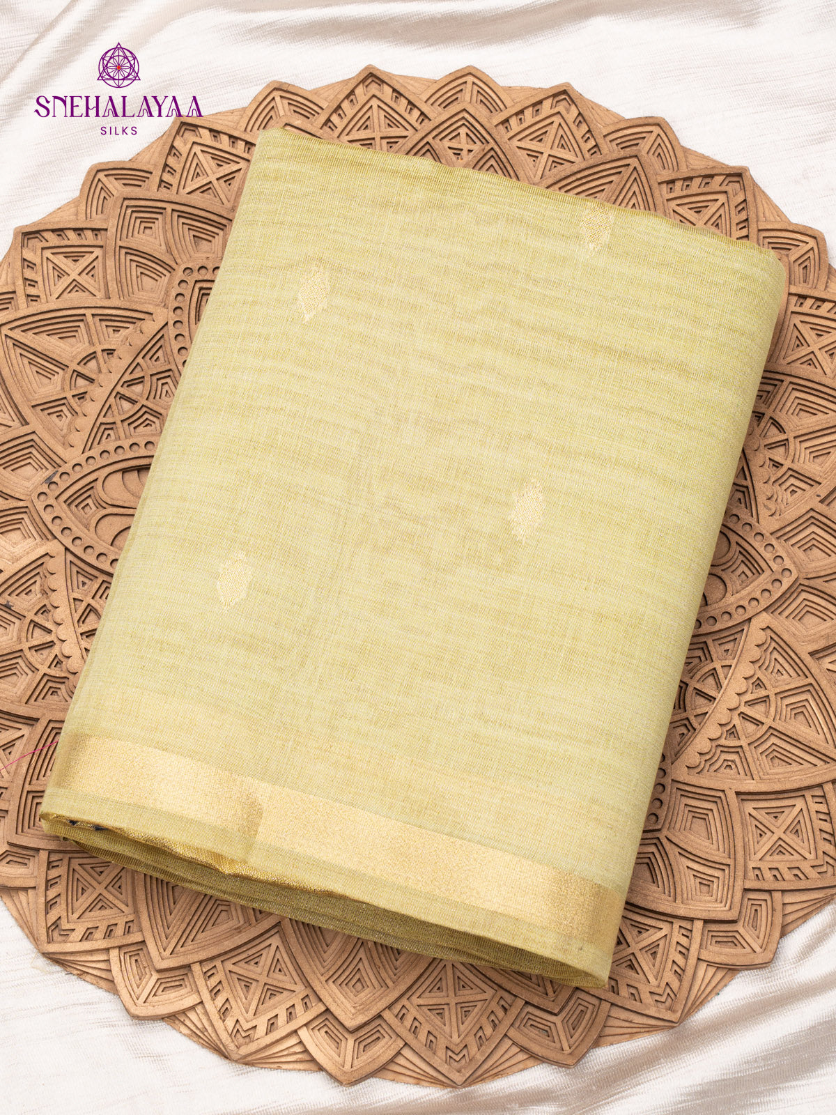 Lime Green Munga Tissue Cotton Saree