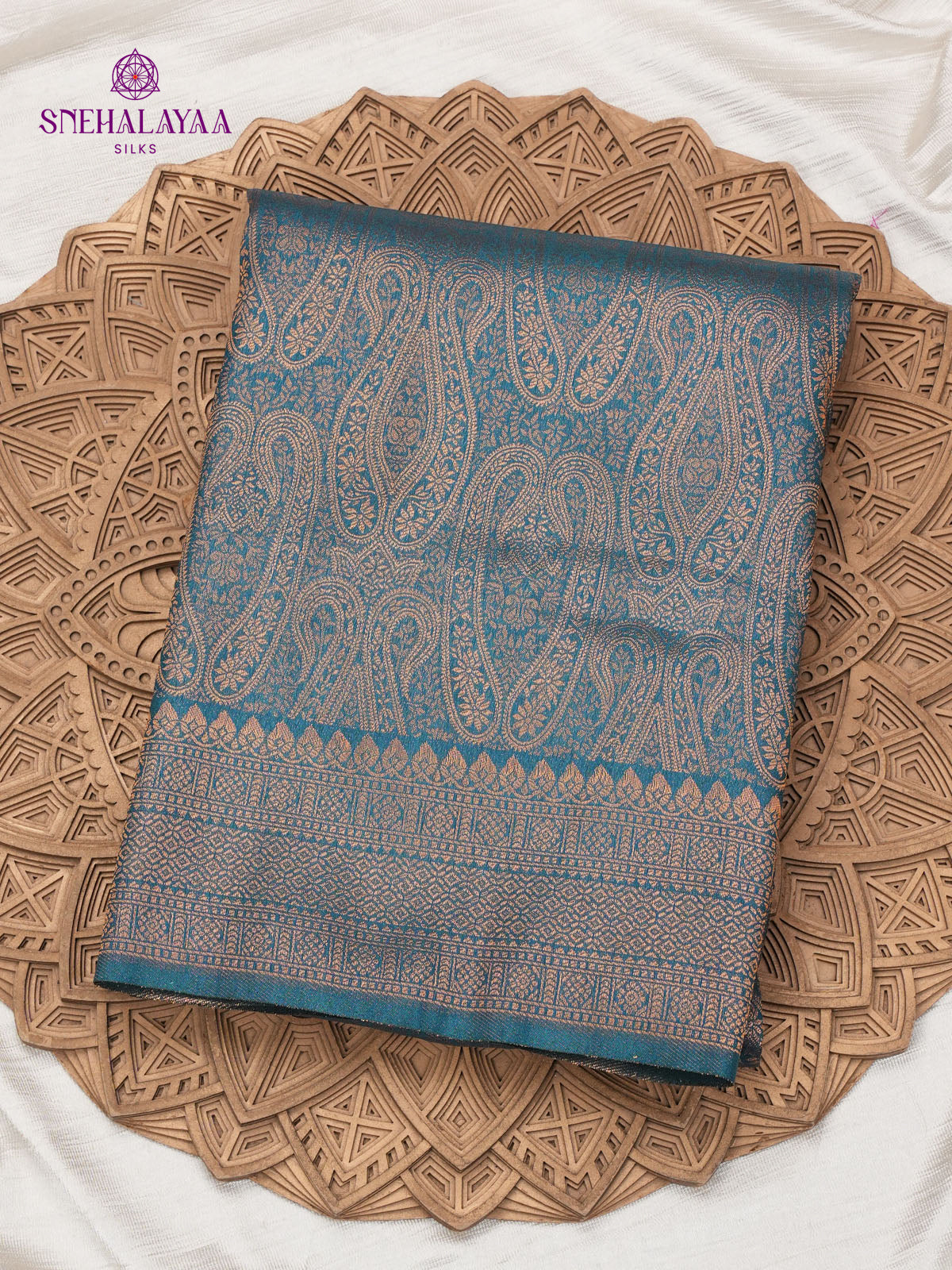 Peacock Blue Soft Silk Saree