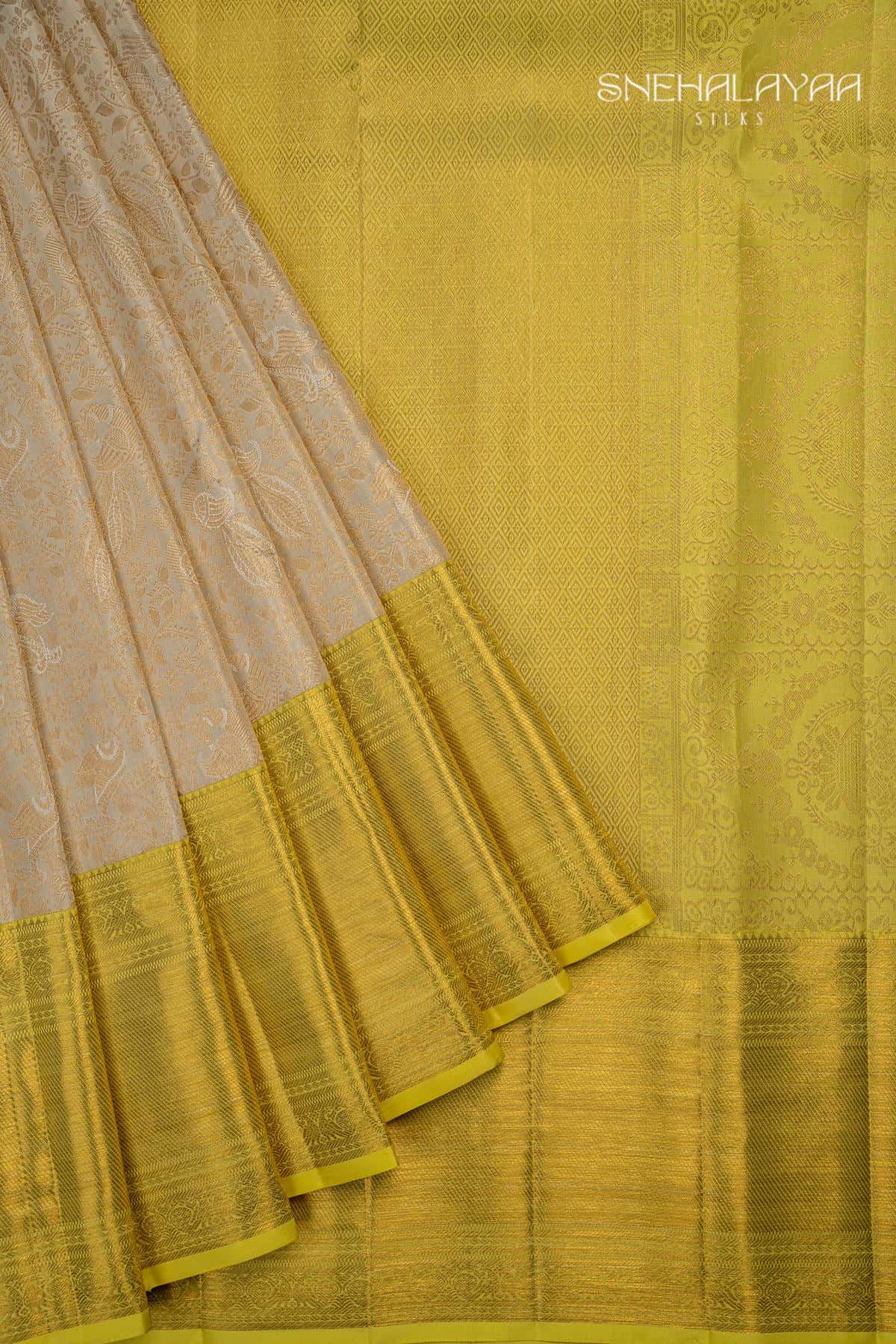 Beige Kancheevaram Bridal Silk Saree