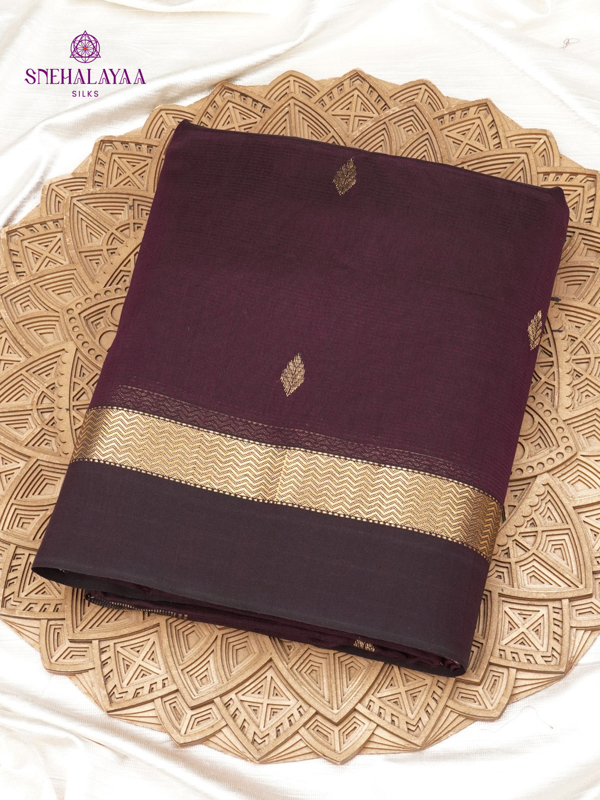 Burgundy Maheshwari Silk Cotton Saree