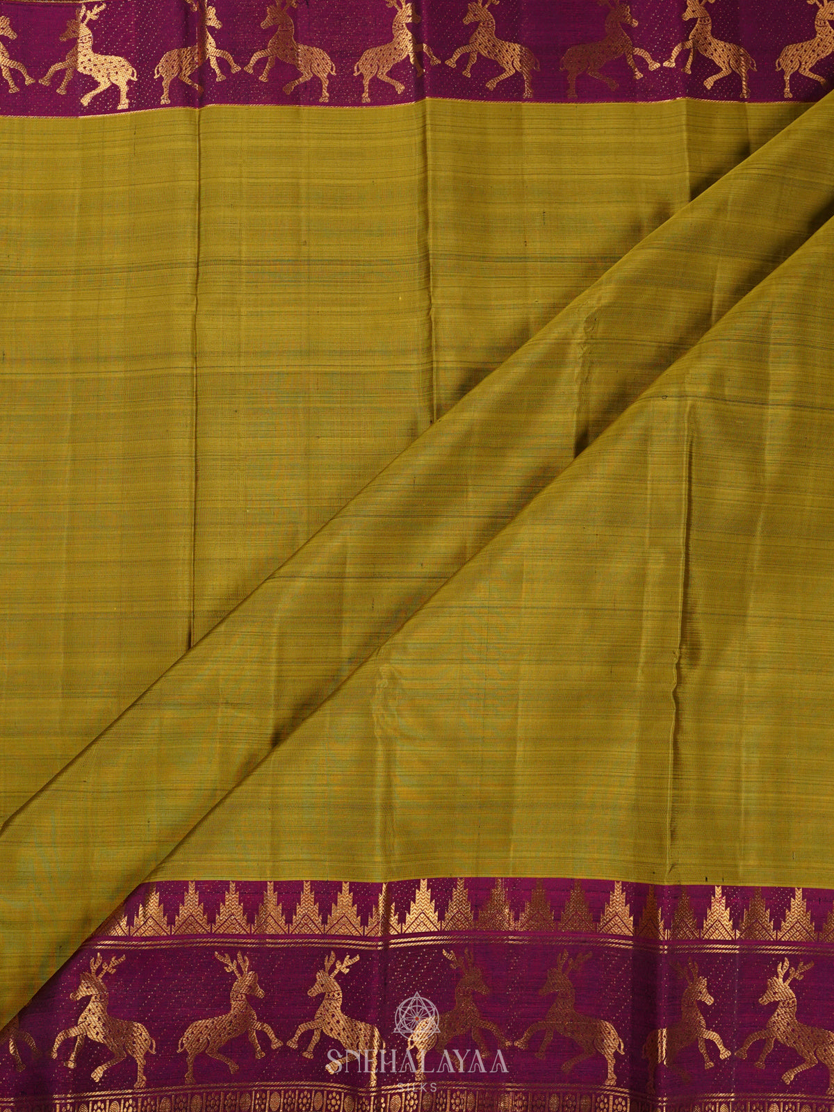 Lime Green Kanjivaram Silk Saree