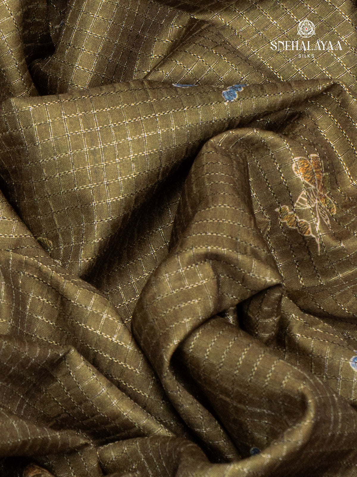 Olive Green Tussar Saree