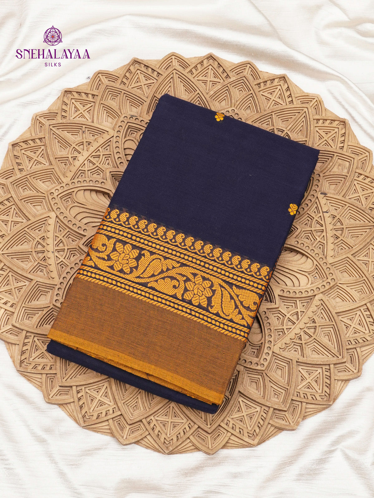 Navy Blue Chettinad Cotton Saree