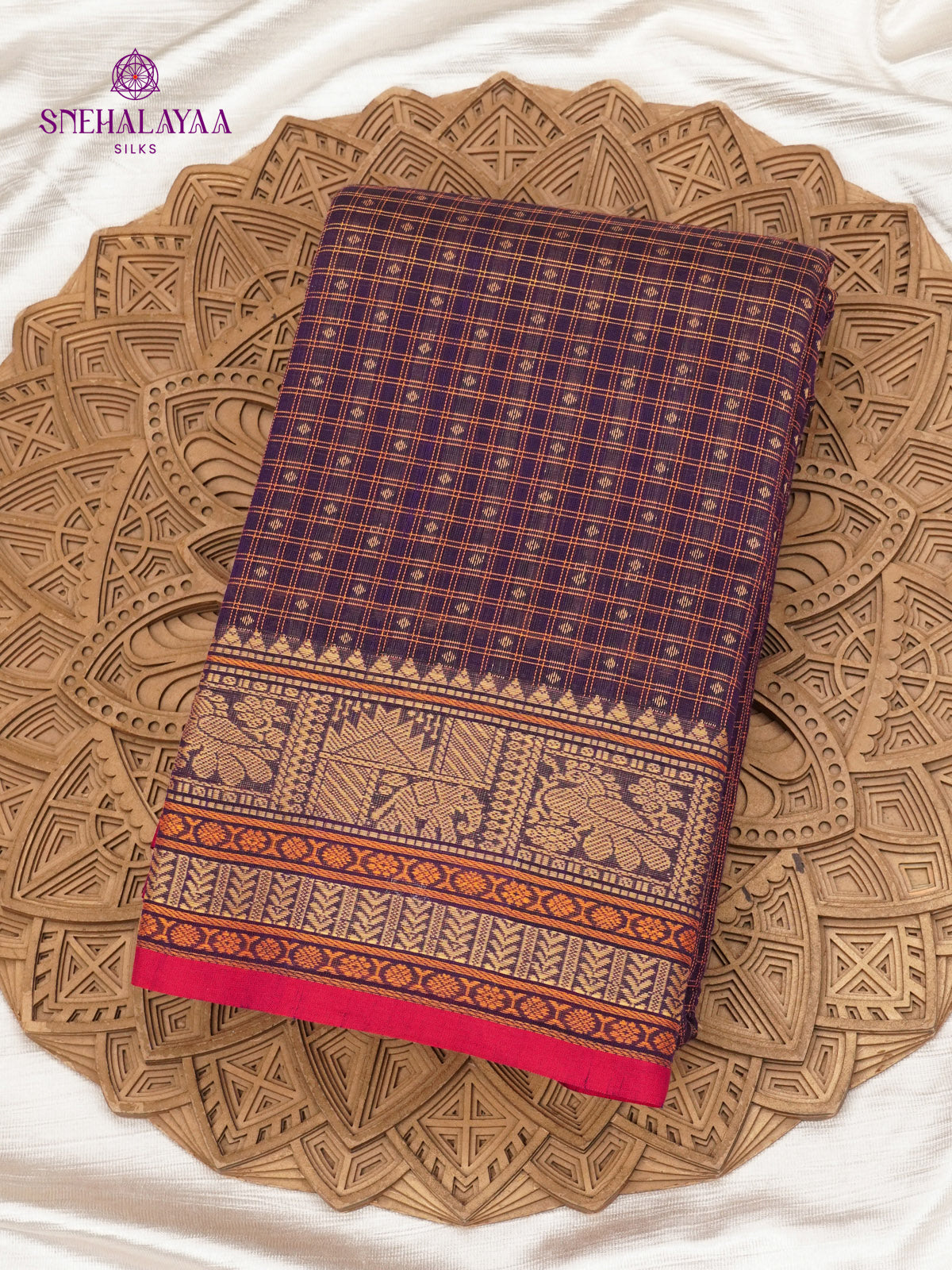 Deep Blue Pure Kanchi Cotton Saree