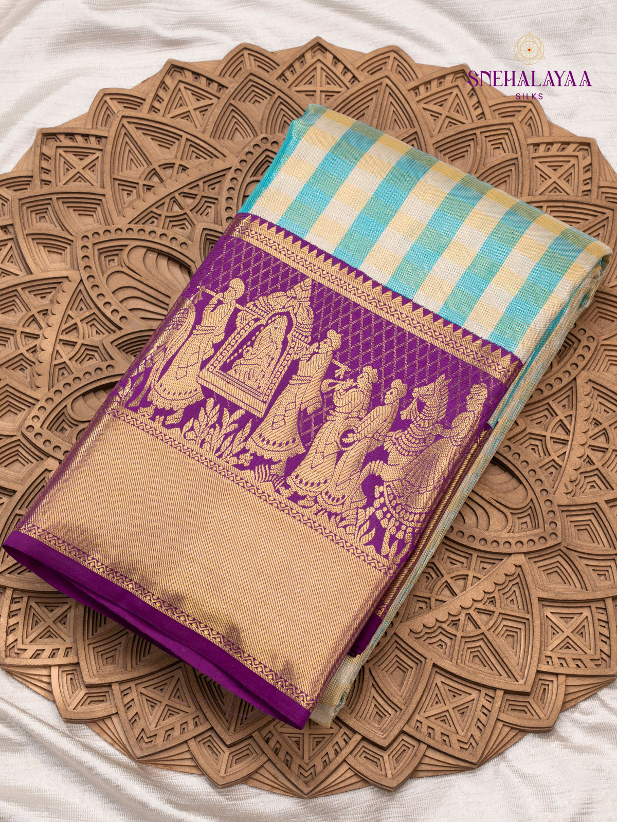 Cream Korvai Kanjivaram Silk Saree