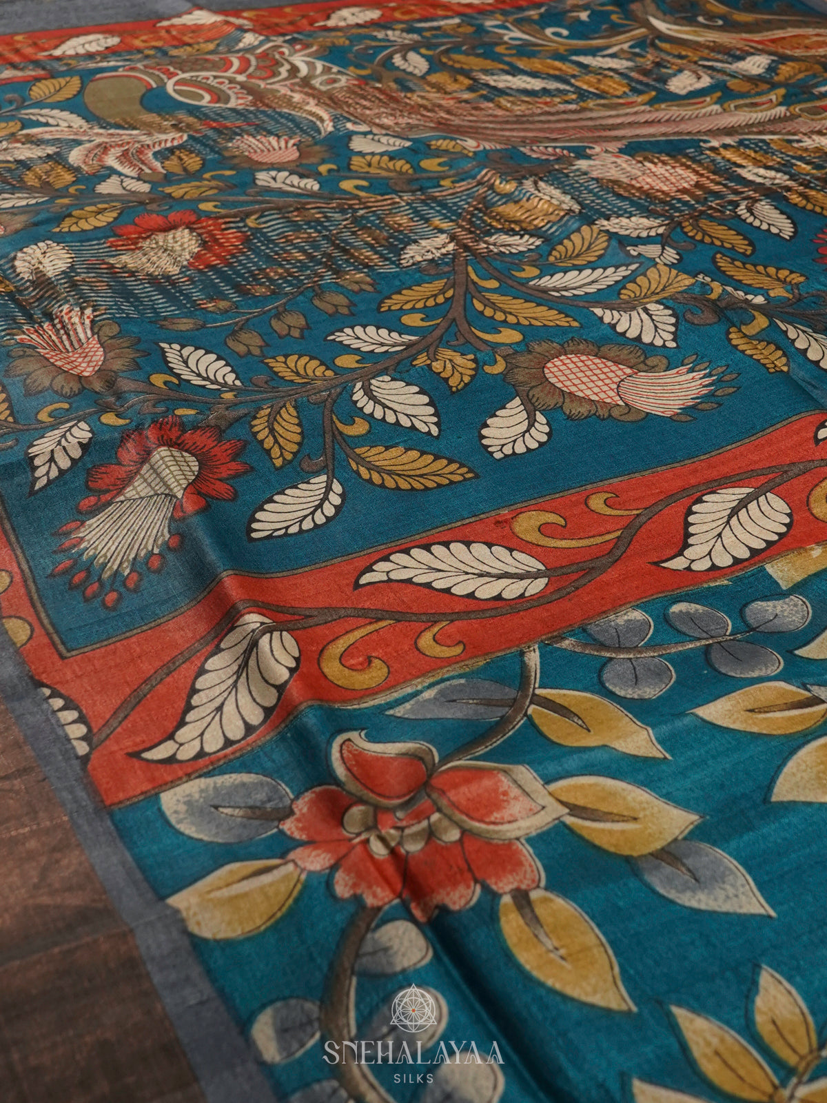 Teal Green Tussar Saree