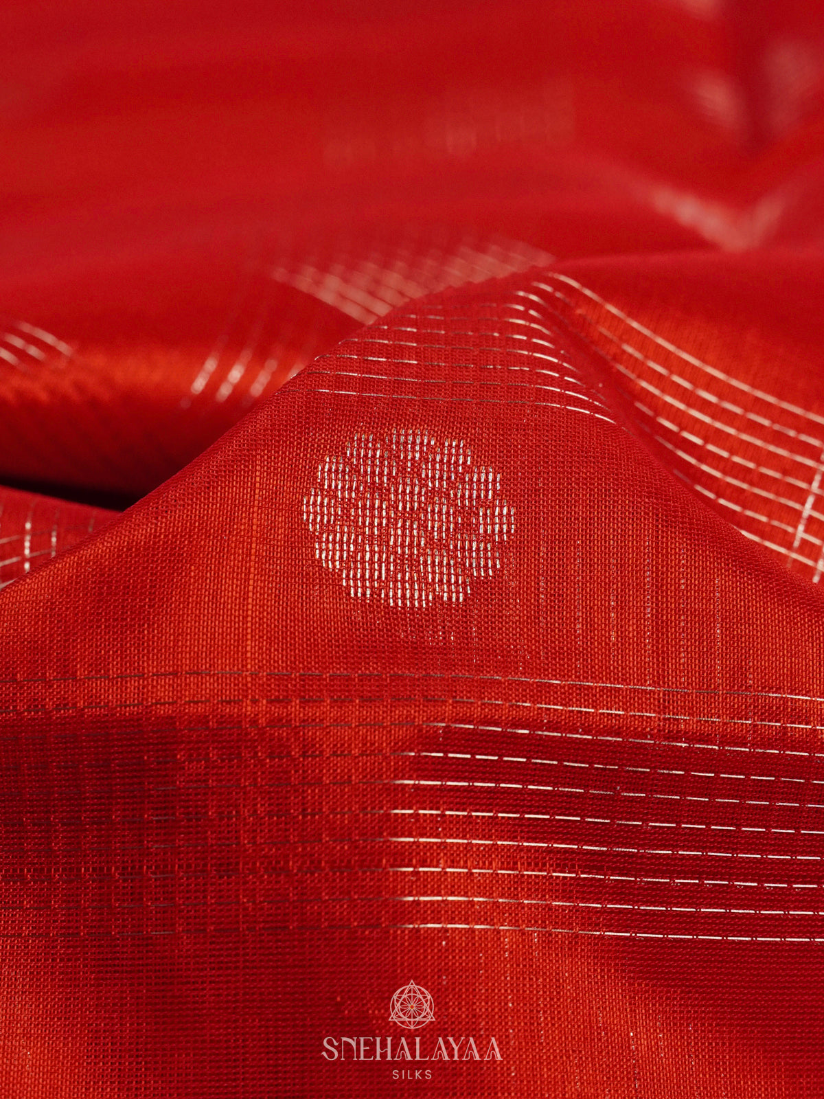 Rust Orange Mangalagiri Kuppadam Silk Saree