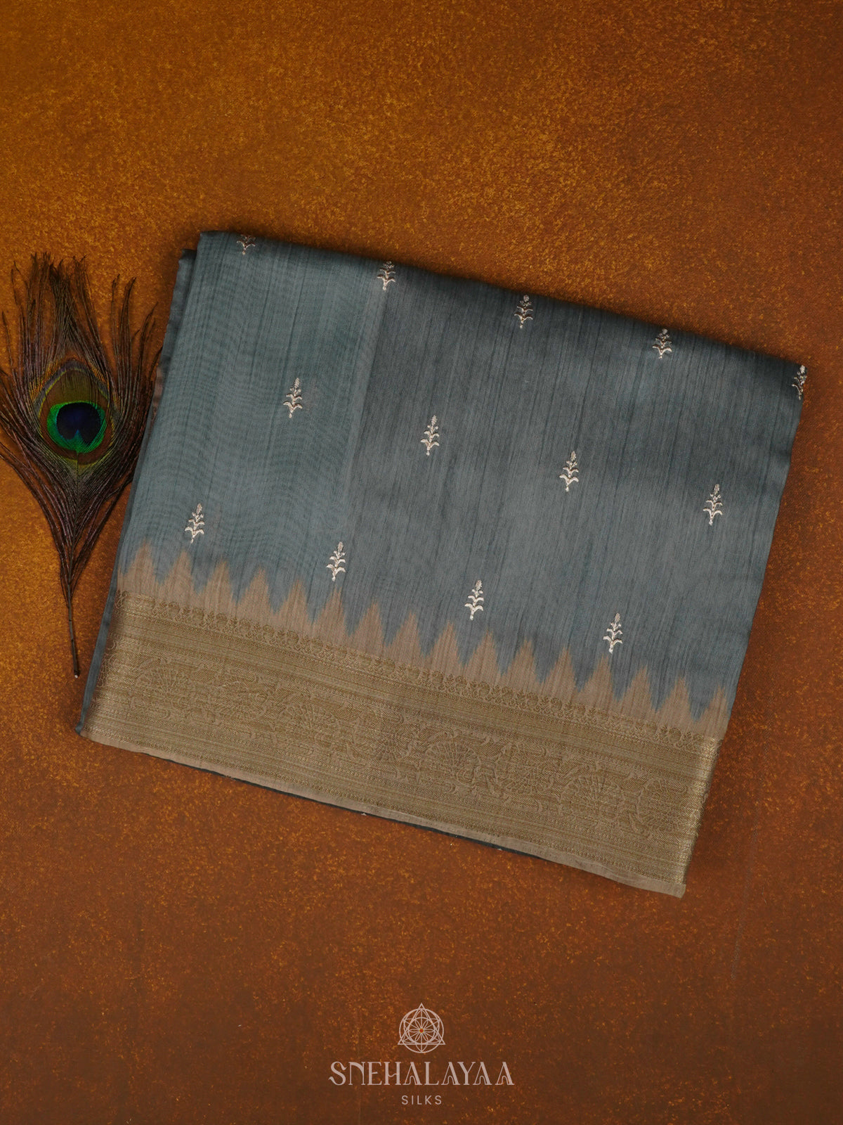 Pale Blue Munga Tussar Saree