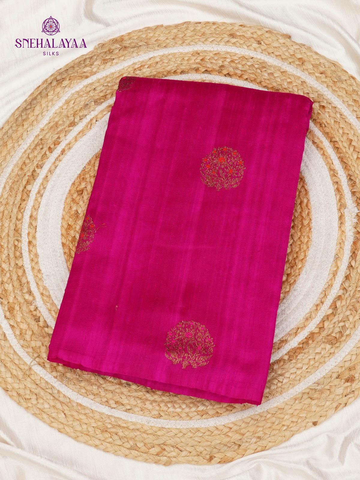Rani Pink Banaras Raw Silk Saree