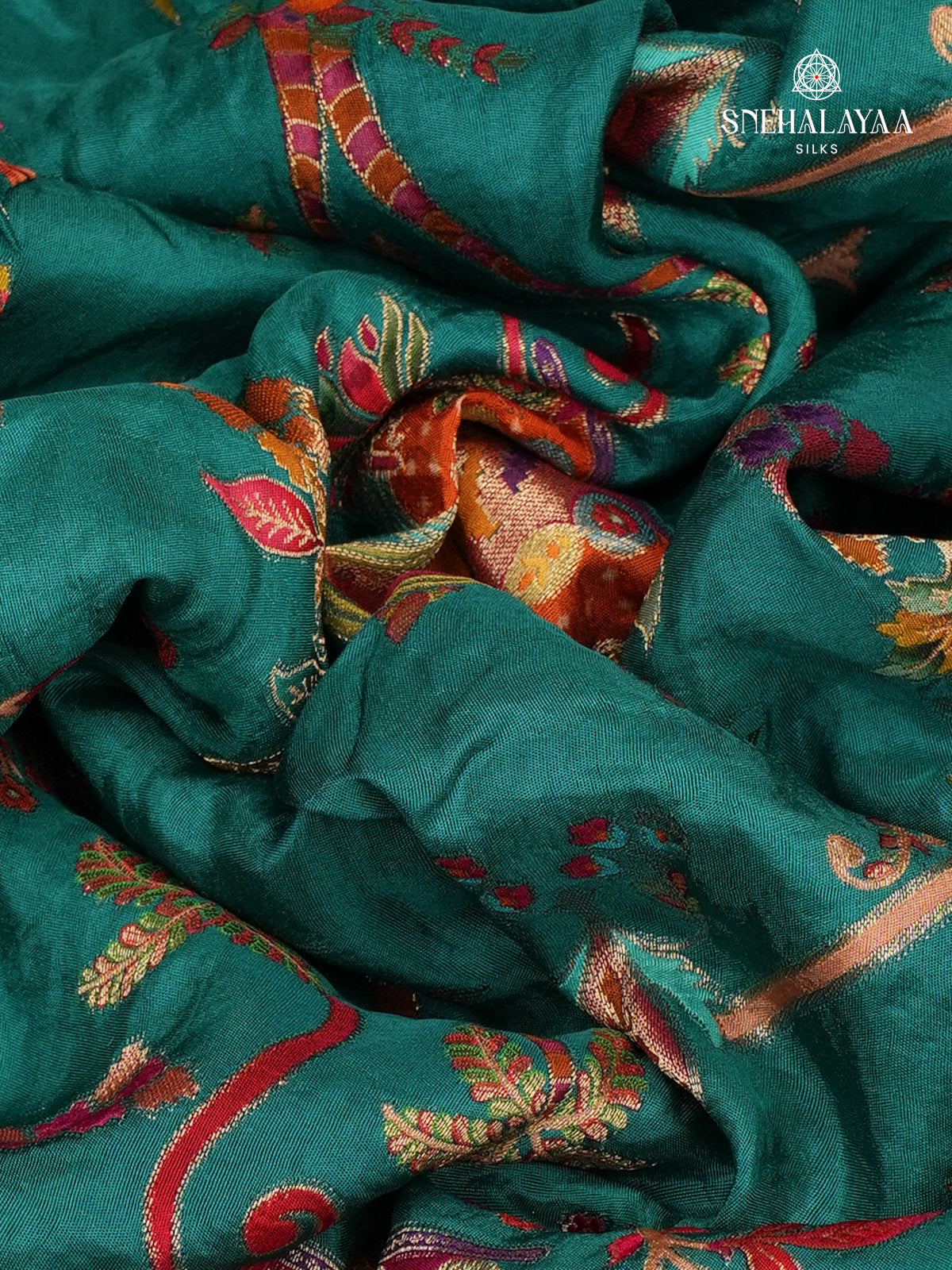 Teal Blue Banaras Silk Saree