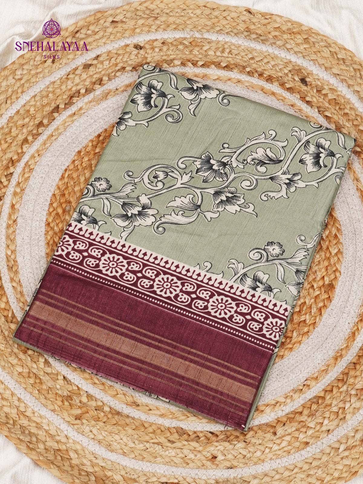 Olive Green Dola Silk Saree