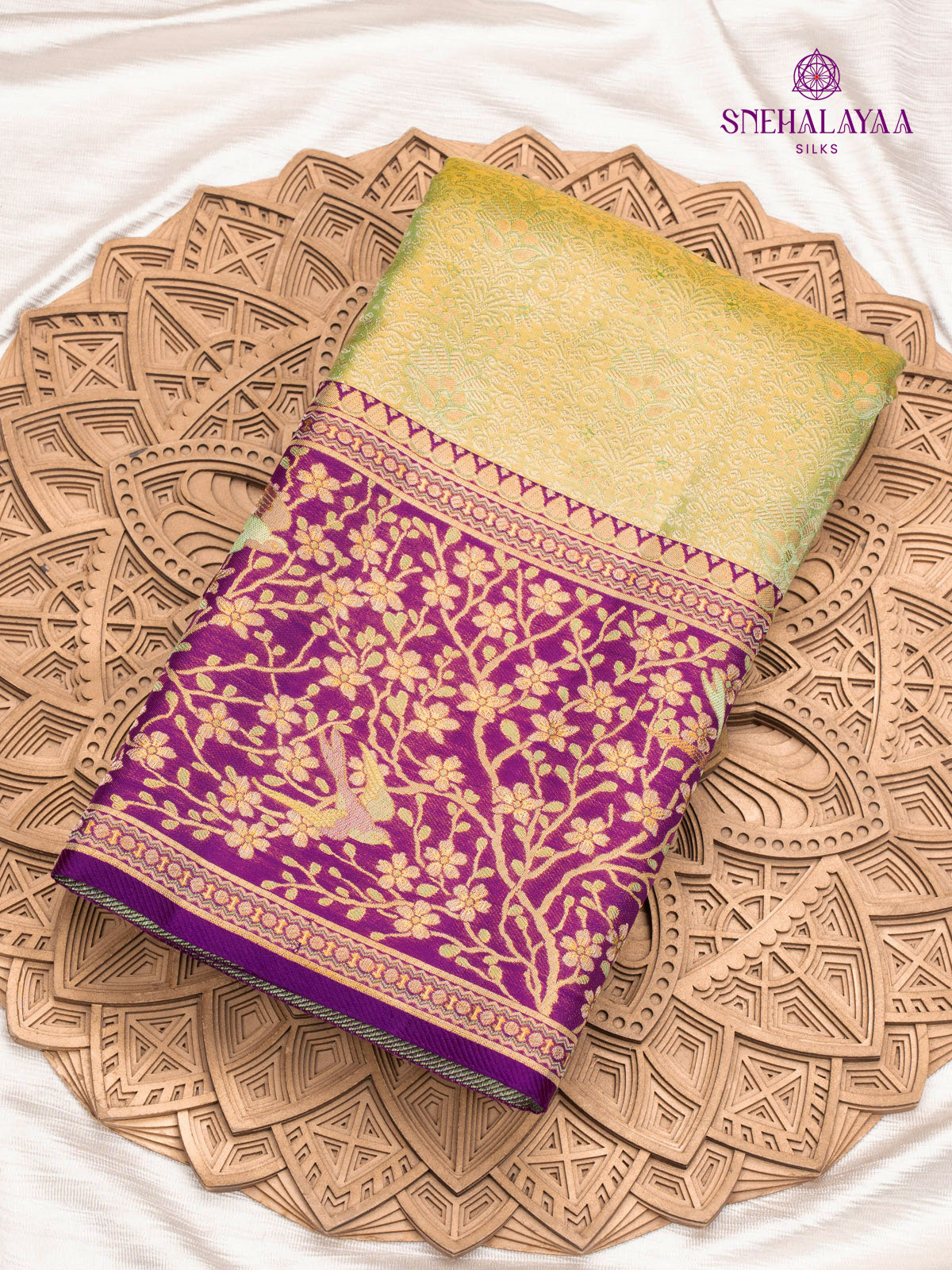 Lime Green Kanjivaram Silk Saree