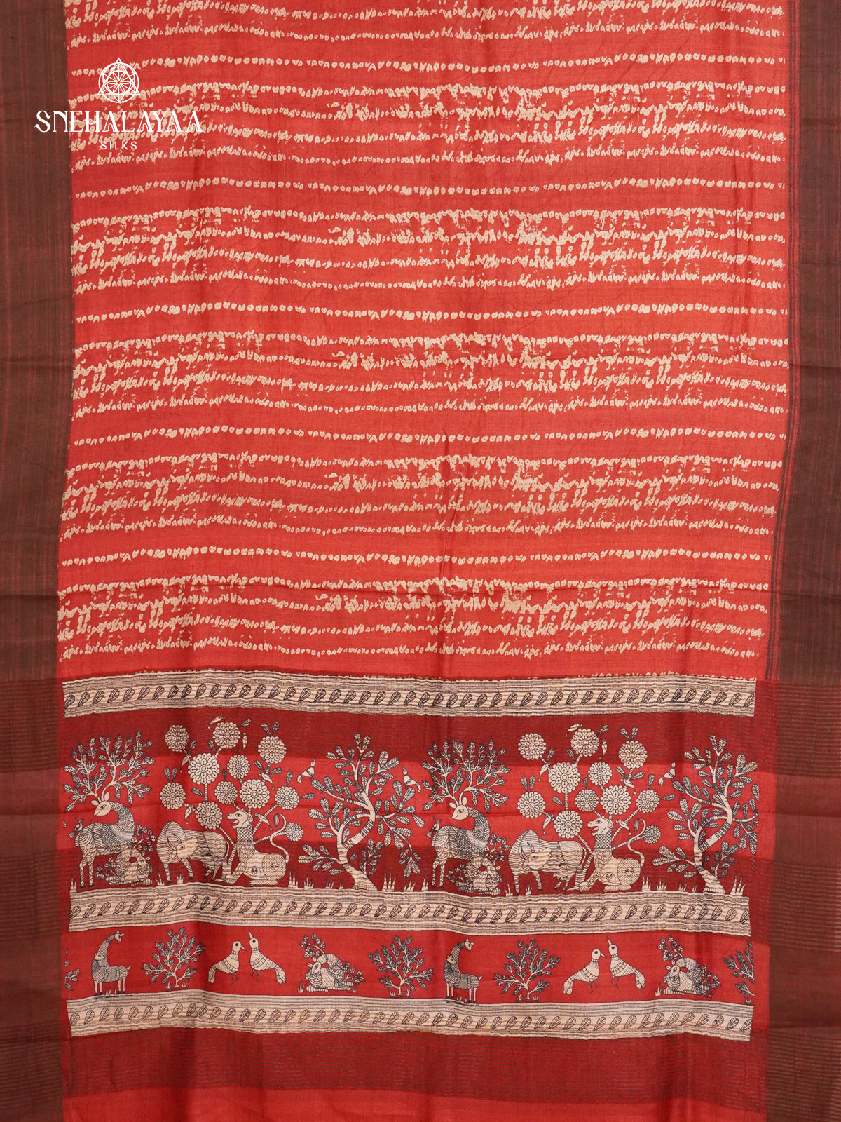 Rust Orange Tussar Saree