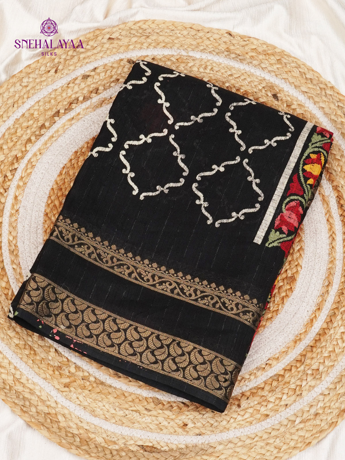 Black Dola Silk Saree